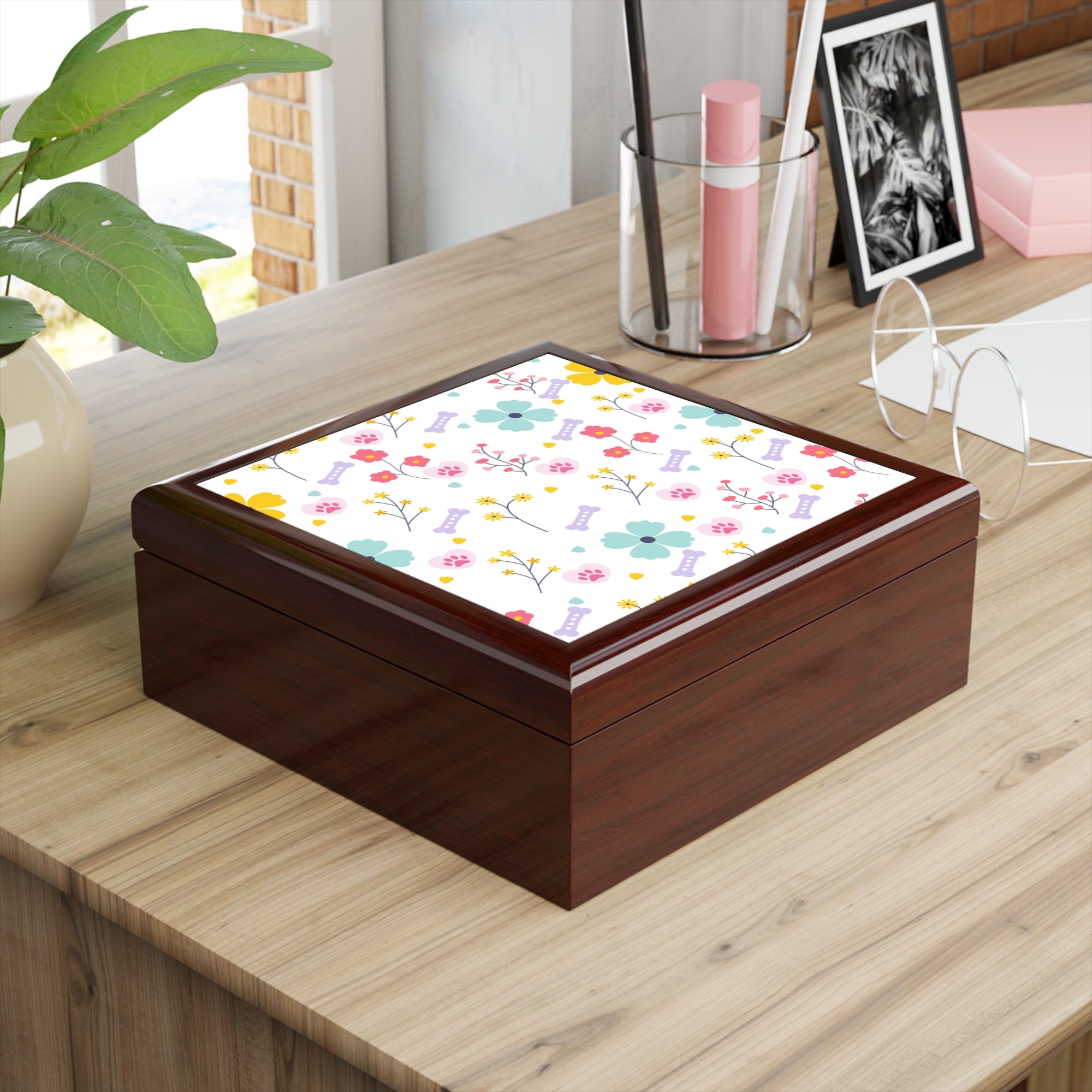 Colorful Floral Jewelry Box