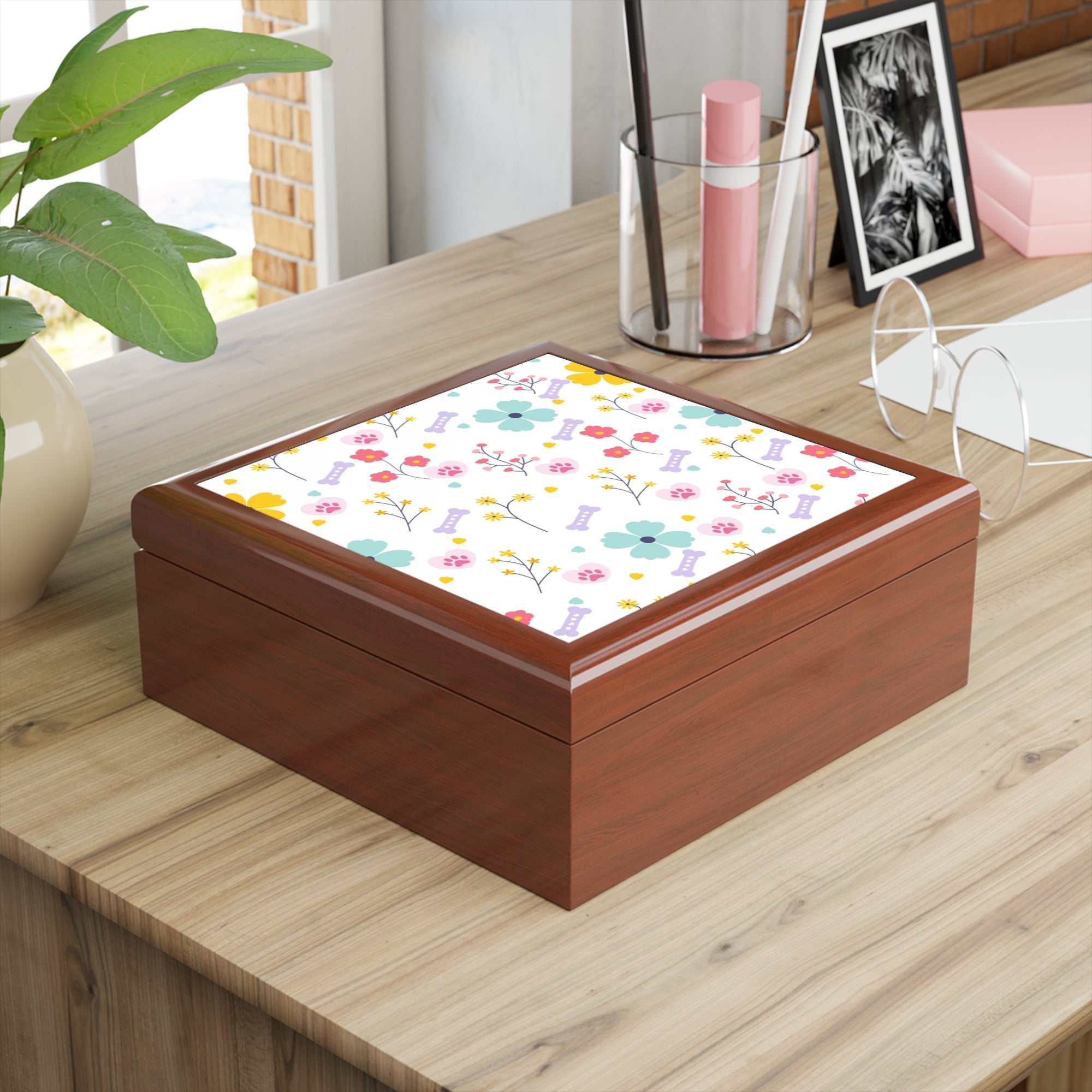 Colorful Floral Jewelry Box