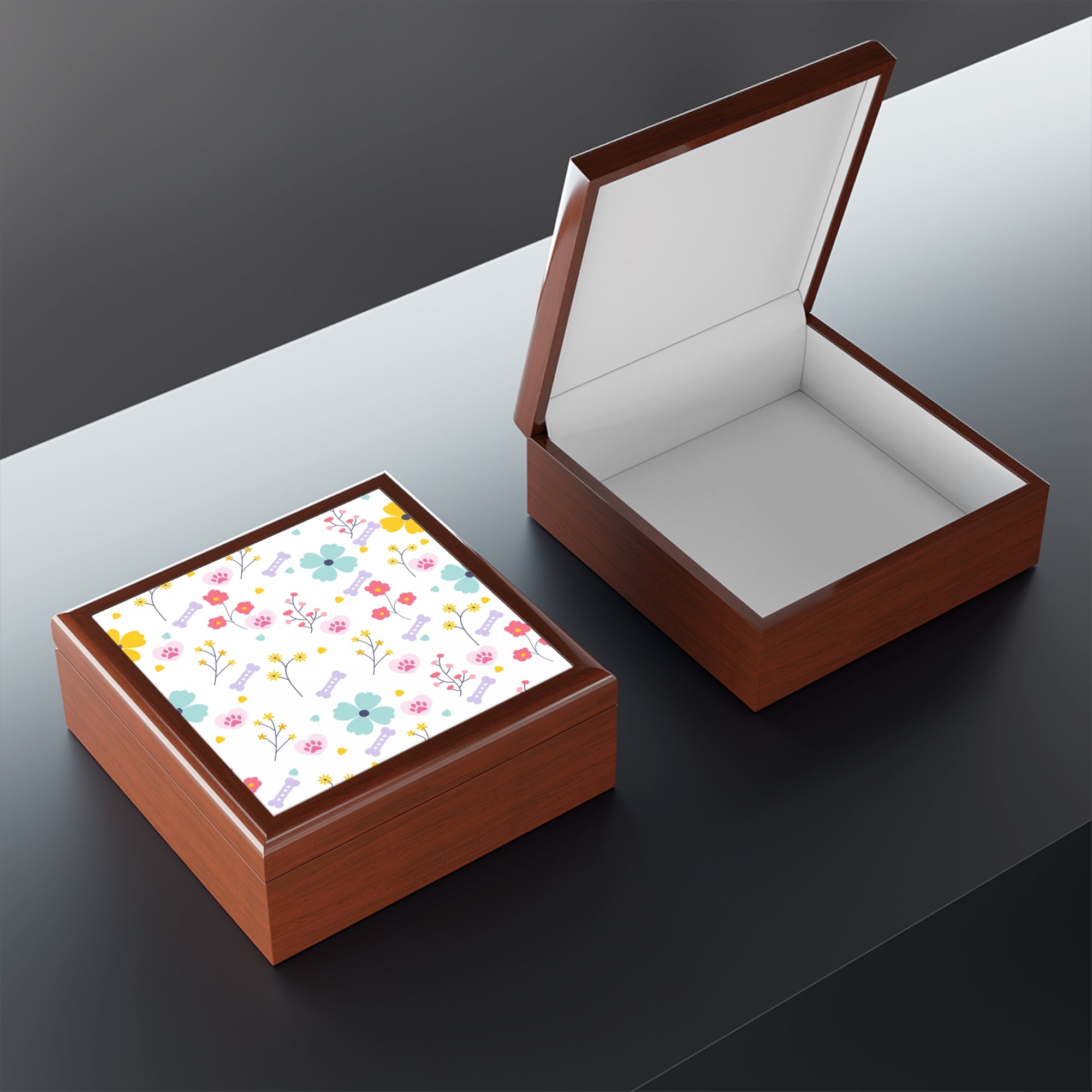 Colorful Floral Jewelry Box
