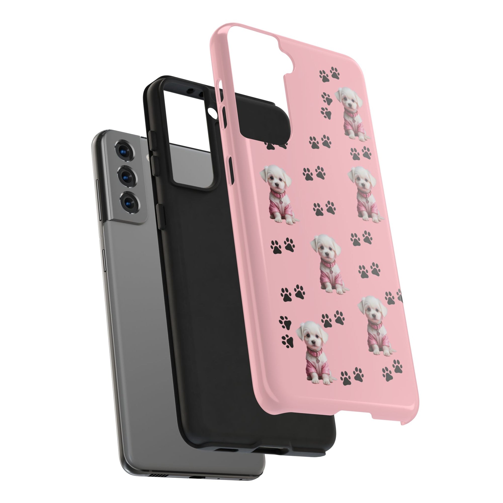 Tough Phone Case Cute Dog & Paws Design