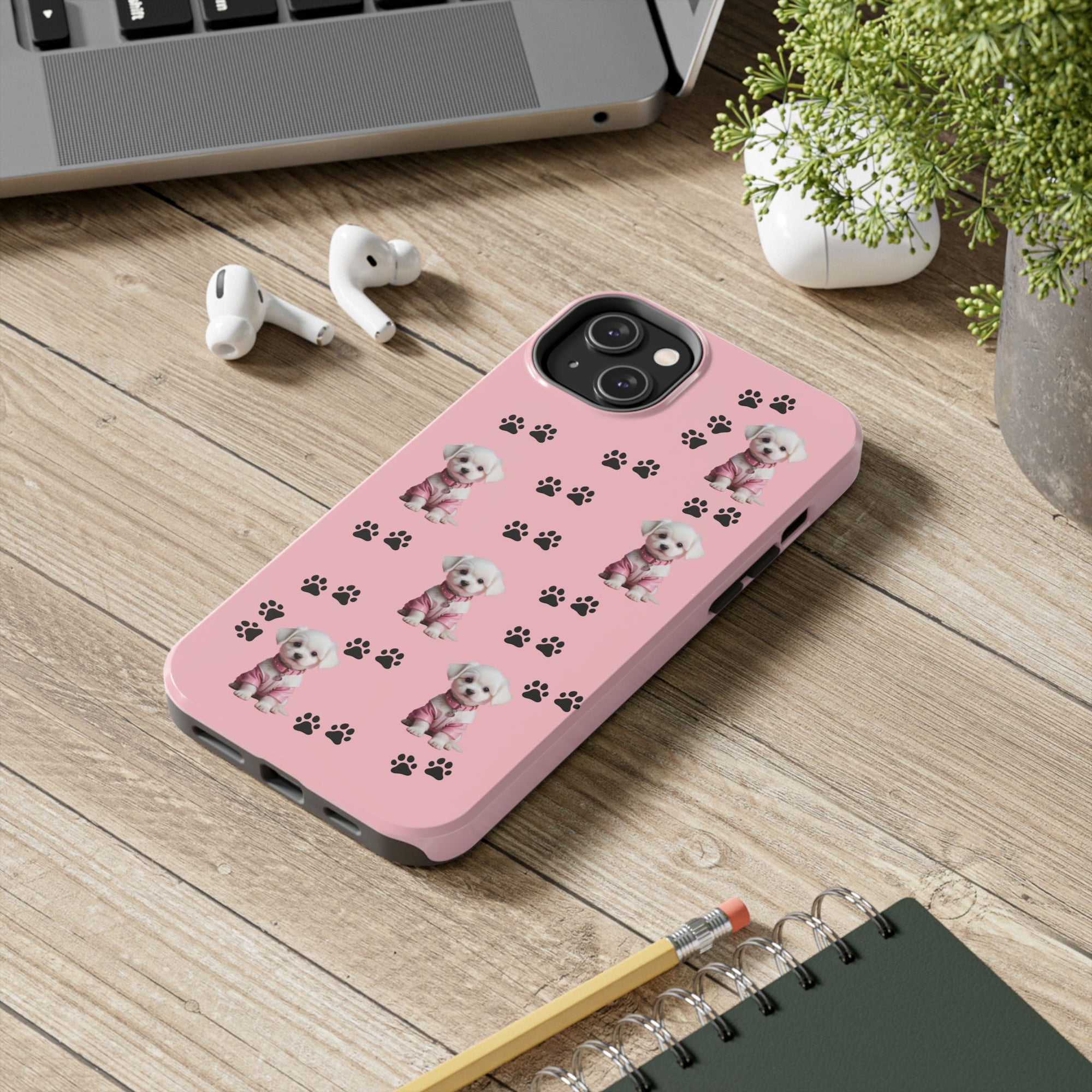 Tough Phone Case Cute Dog & Paws Design
