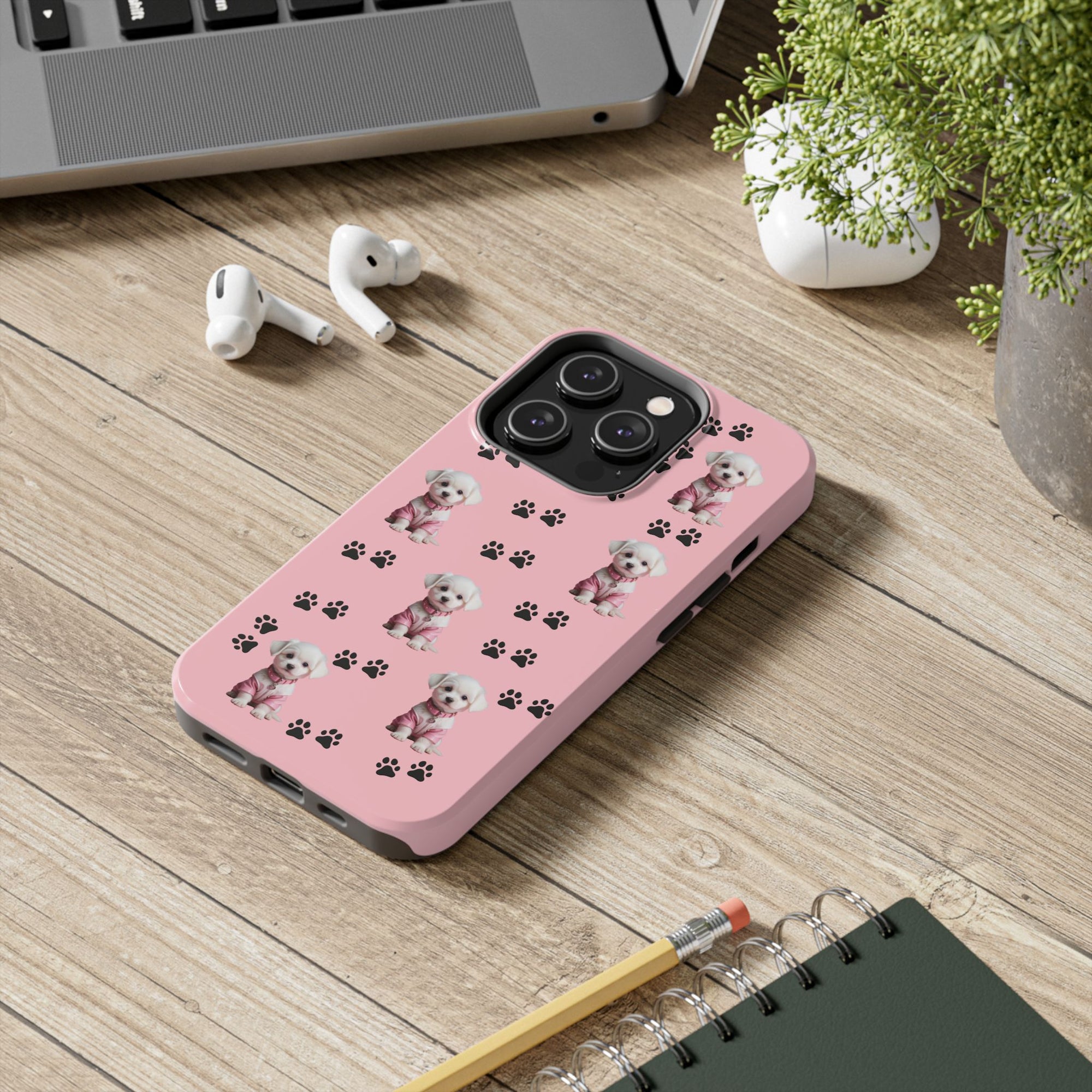 Tough Phone Case Cute Dog & Paws Design