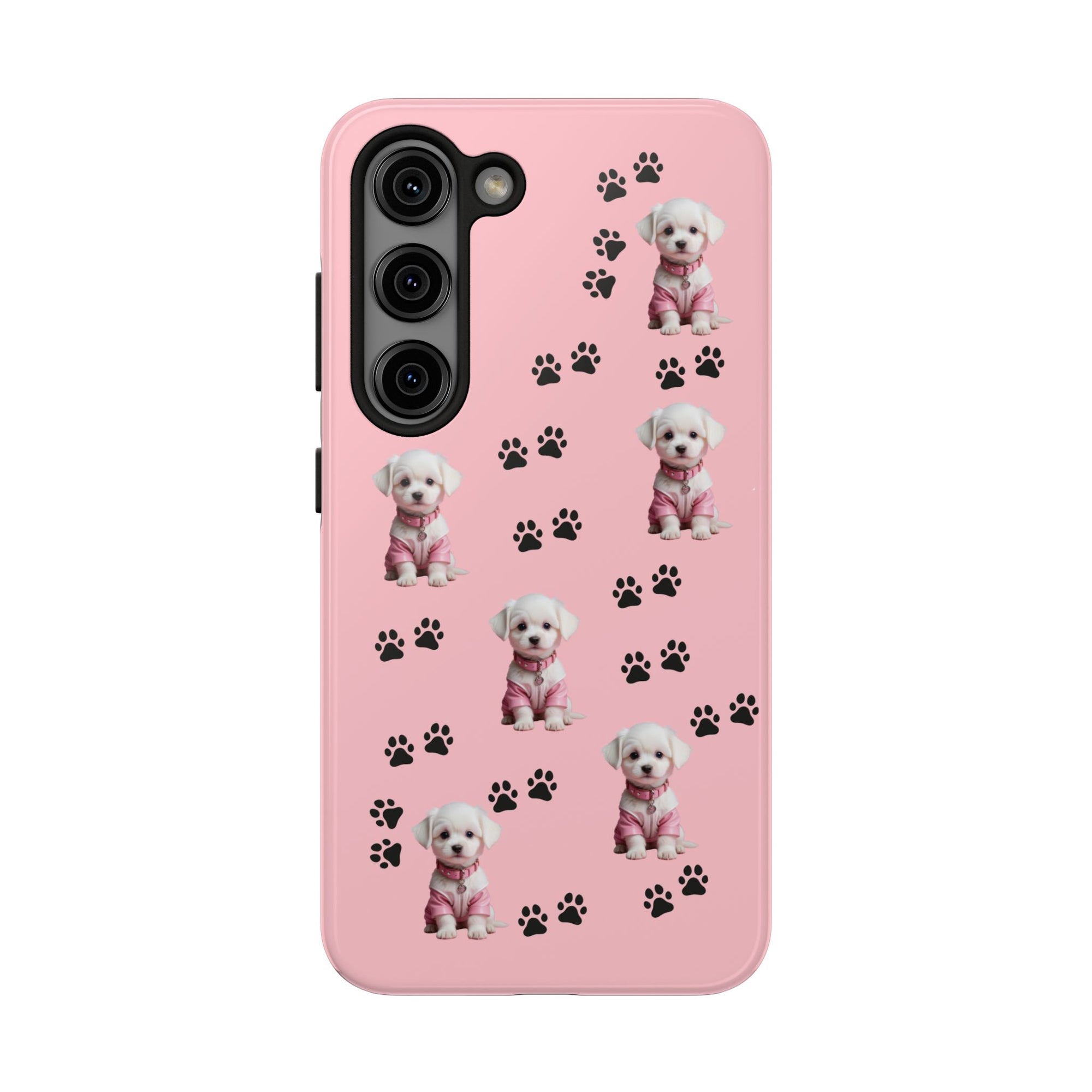 Tough Phone Case Cute Dog & Paws Design