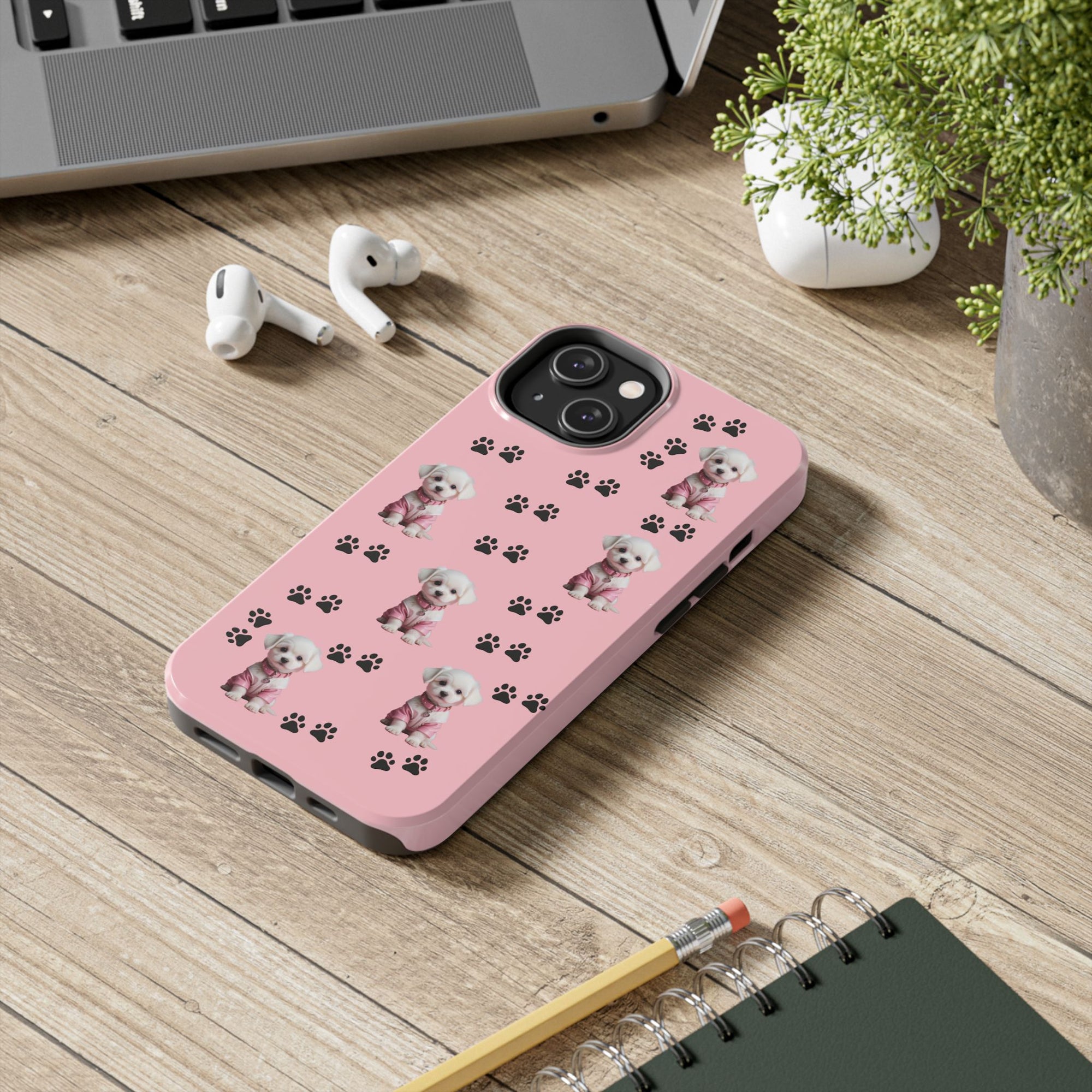 Tough Phone Case Cute Dog & Paws Design