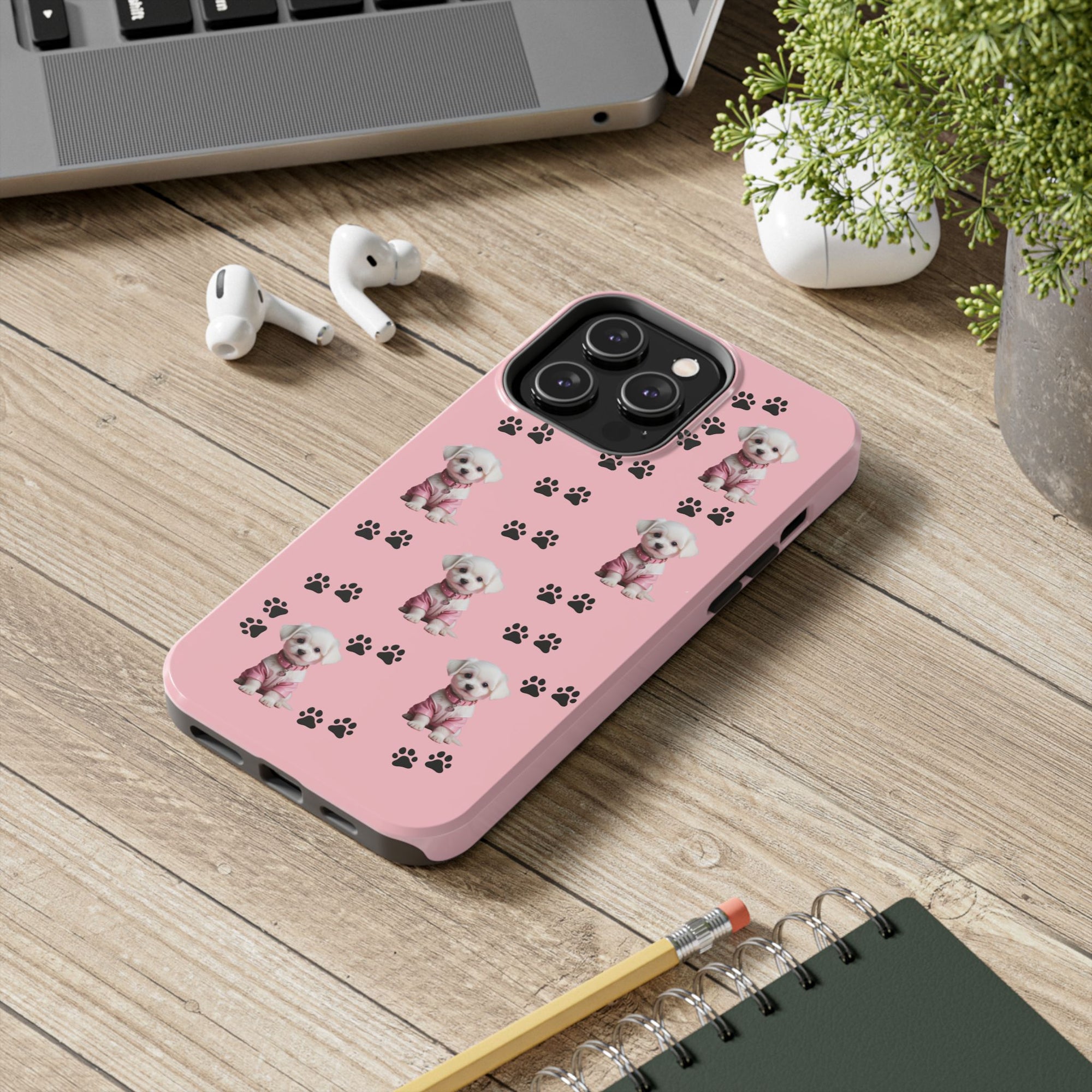Tough Phone Case Cute Dog & Paws Design