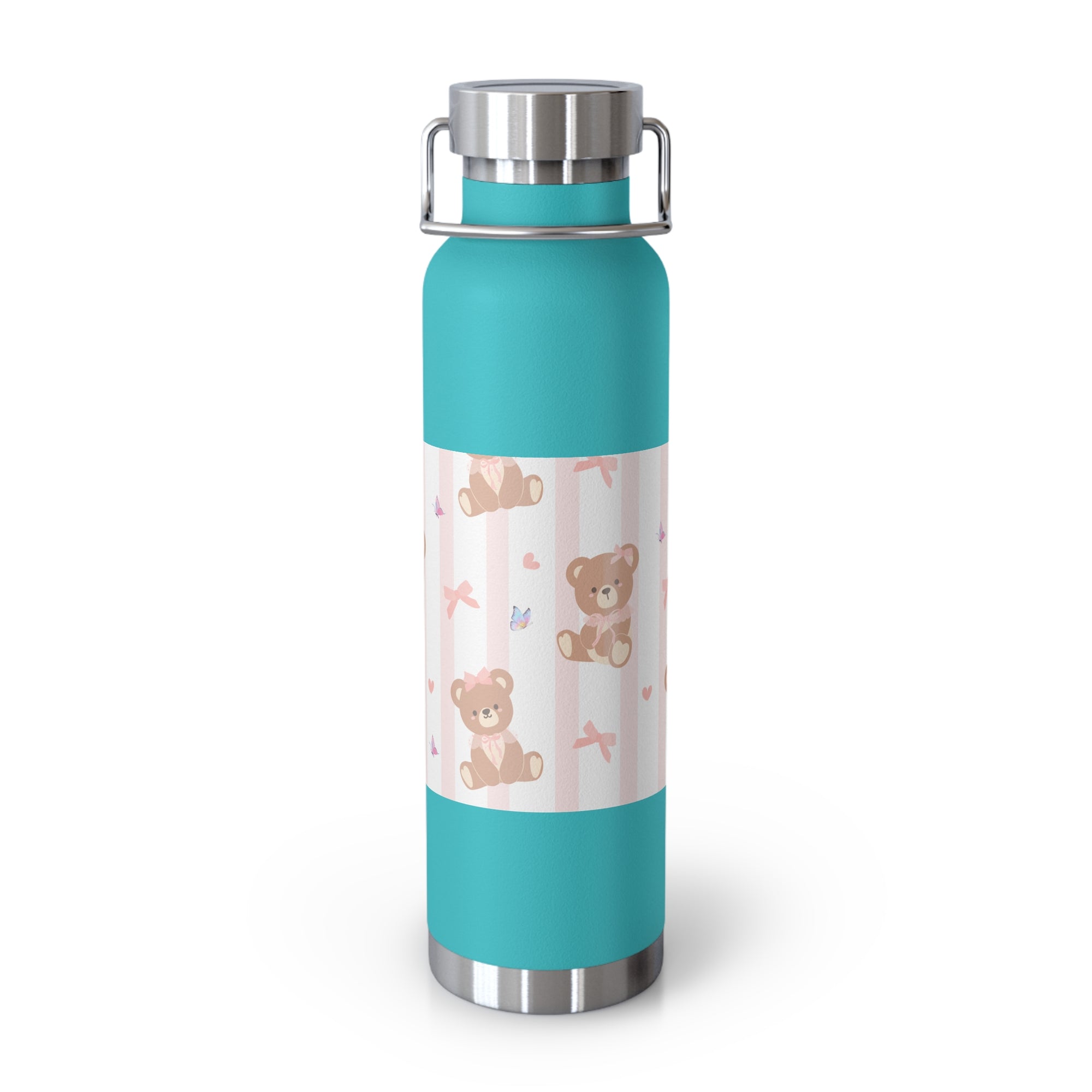 Copper Vacuum Insulated Bottle With Teddy Bear Design, 22oz