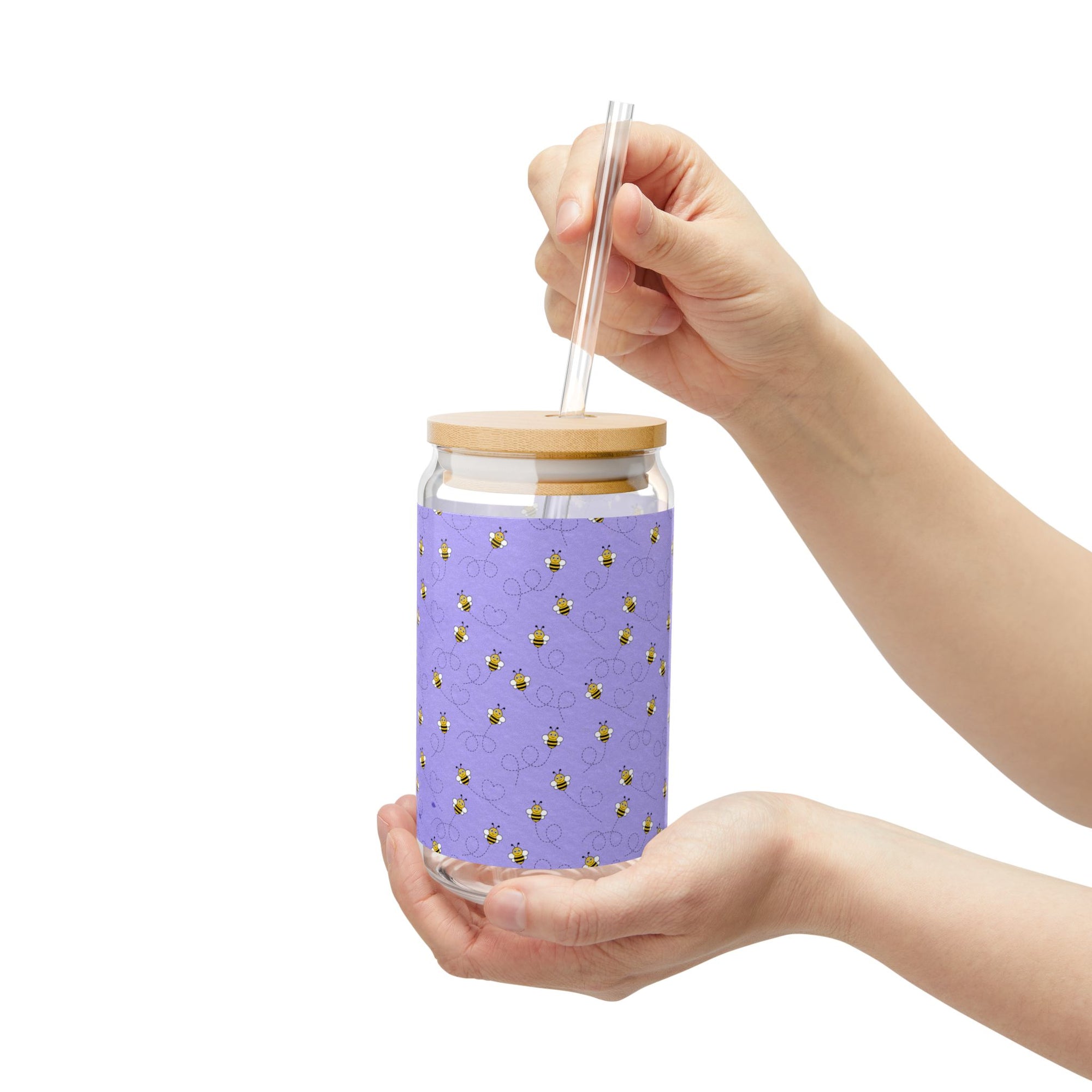 Floral Sipper Glass, Eco-Friendly Beverage Jar