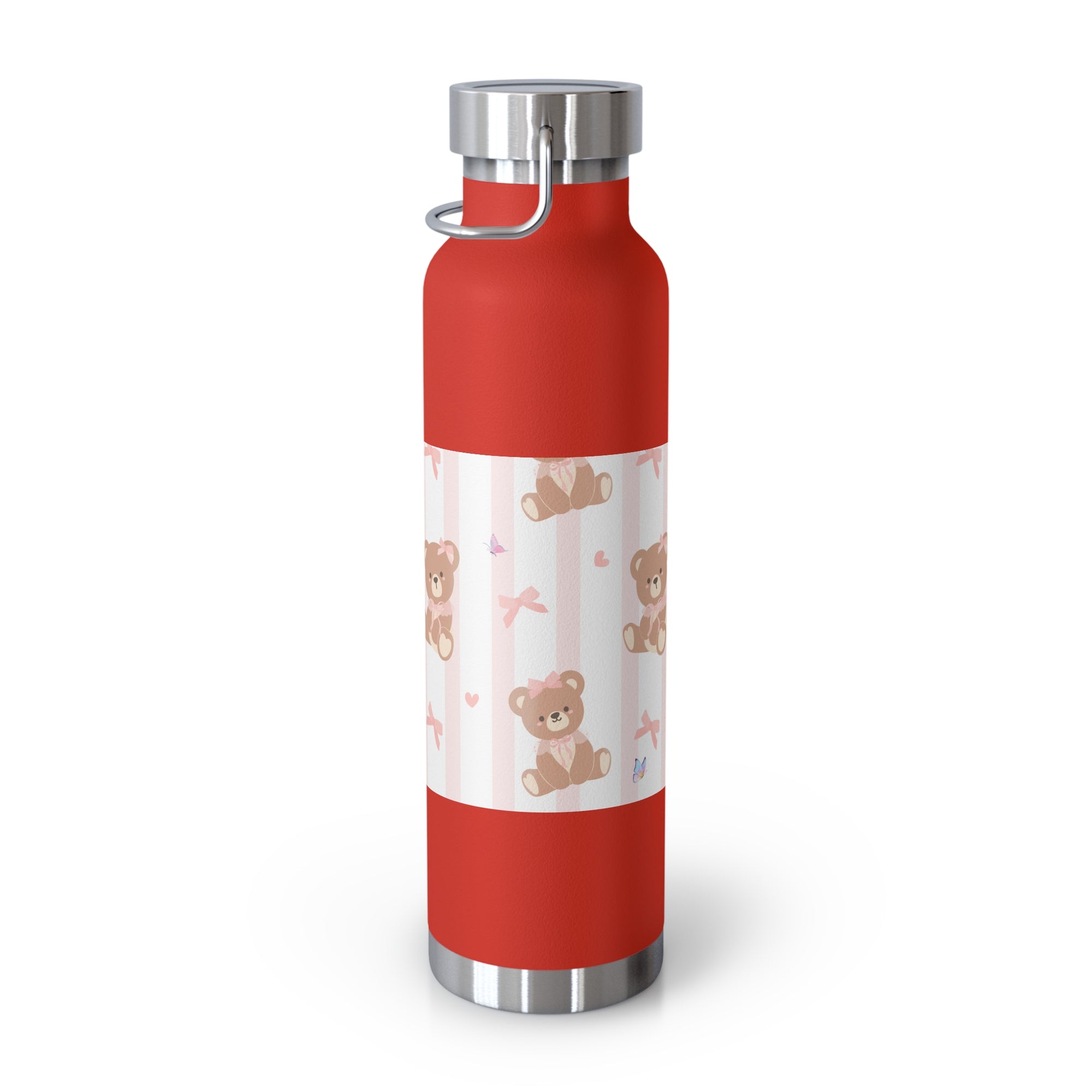 Copper Vacuum Insulated Bottle With Teddy Bear Design, 22oz