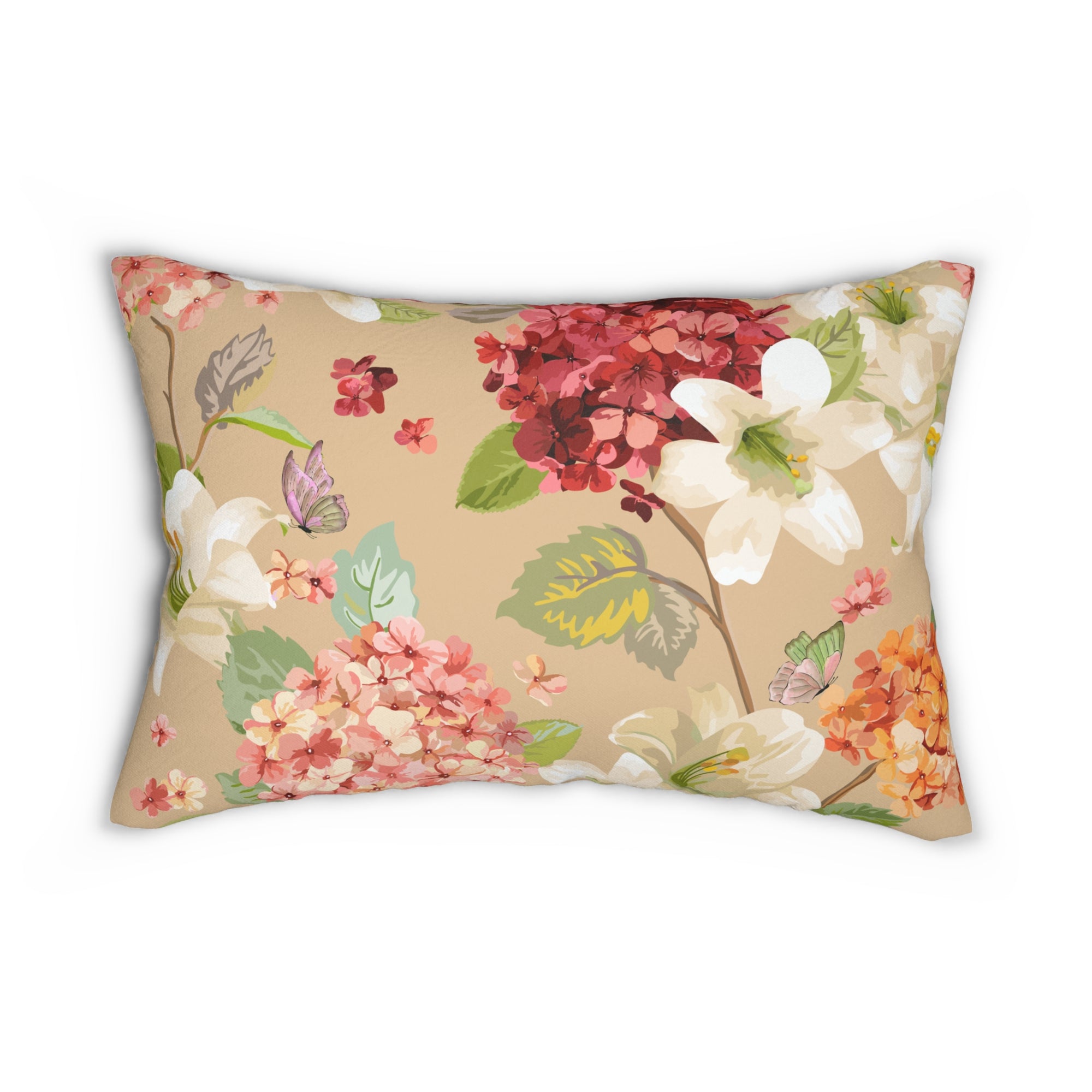 Floral Spun Polyester Lumbar Pillow