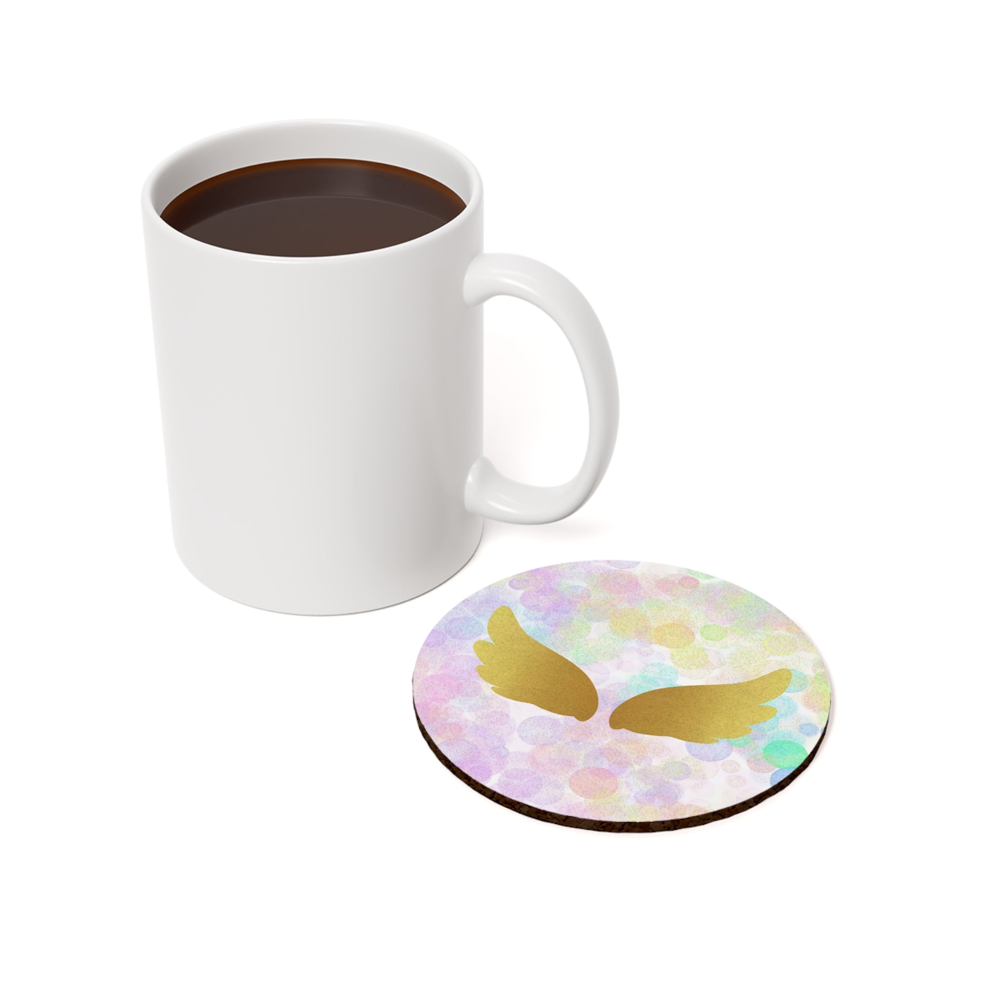 Whimsical Angel Wings Cork Back Coaster