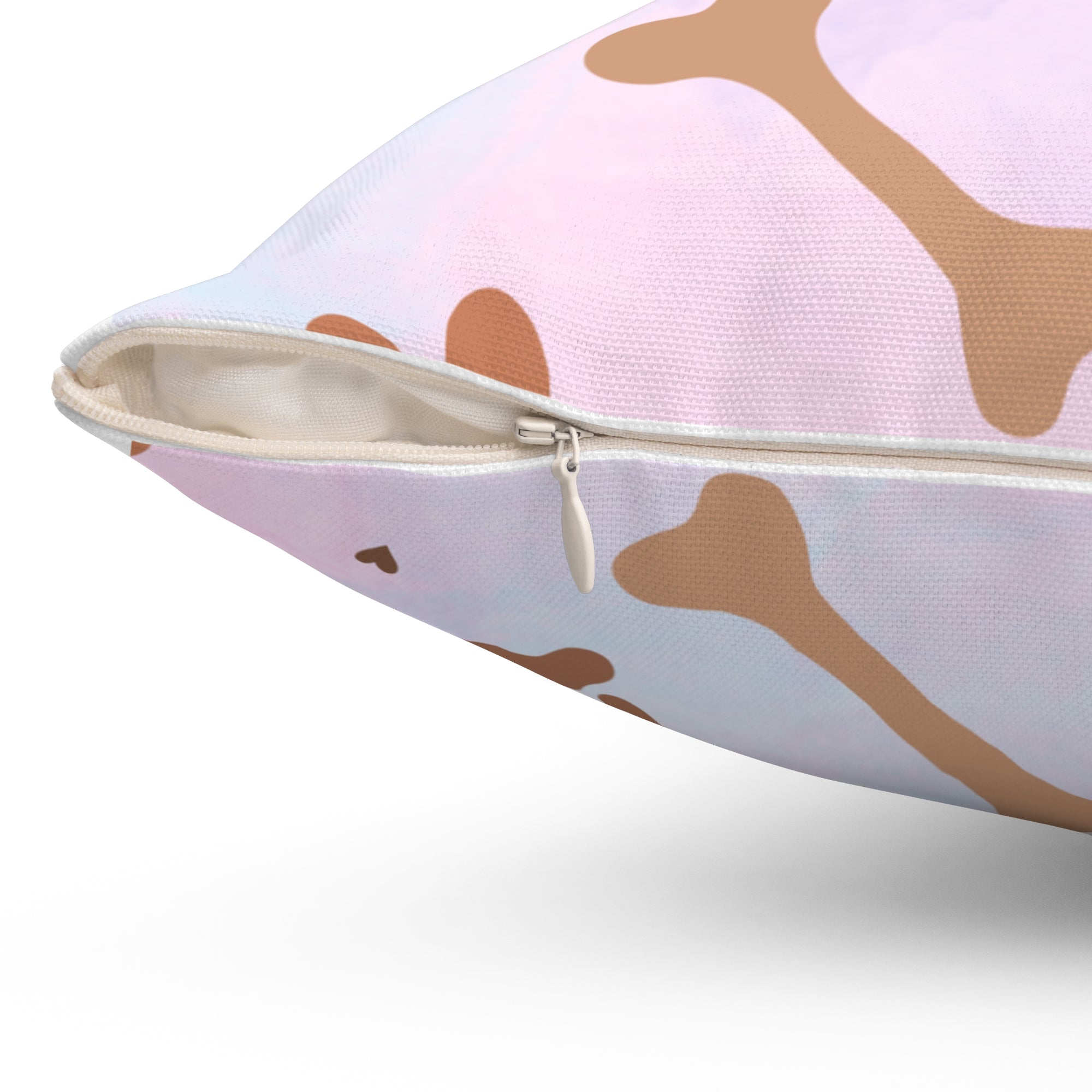 Spun Polyester Square Pillow Dog Paw Bone Design