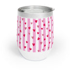 Chic Pink Striped Wine Tumbler, Perfect for Parties, Gift for Wine Lovers, Birthday Celebration, Cozy Nights, Fun Outdoors