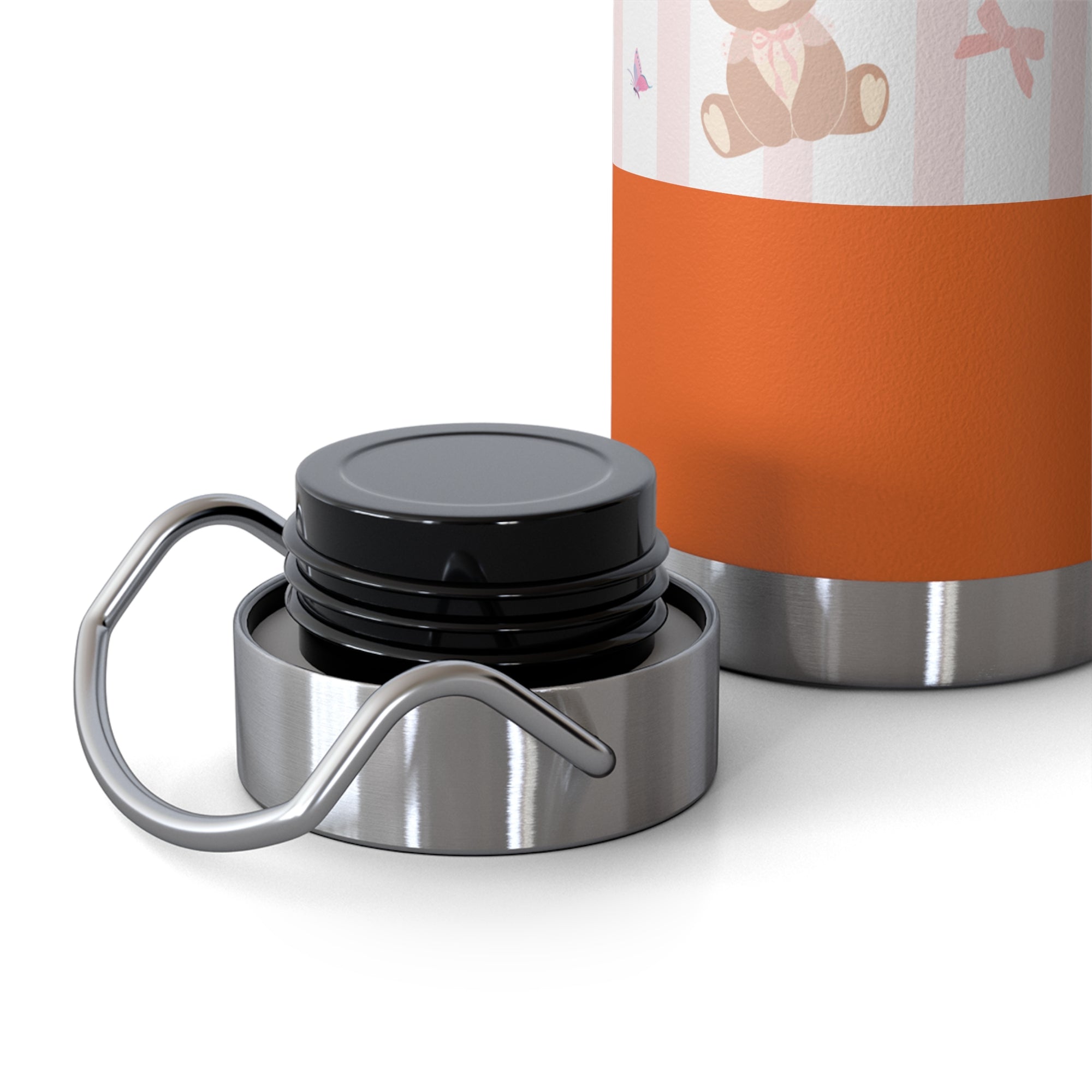 Copper Vacuum Insulated Bottle With Teddy Bear Design, 22oz