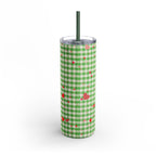 Charming Green Gingham Tumbler with Hearts, 20oz | Perfect for Gifts, Picnics, and Everyday Hydration