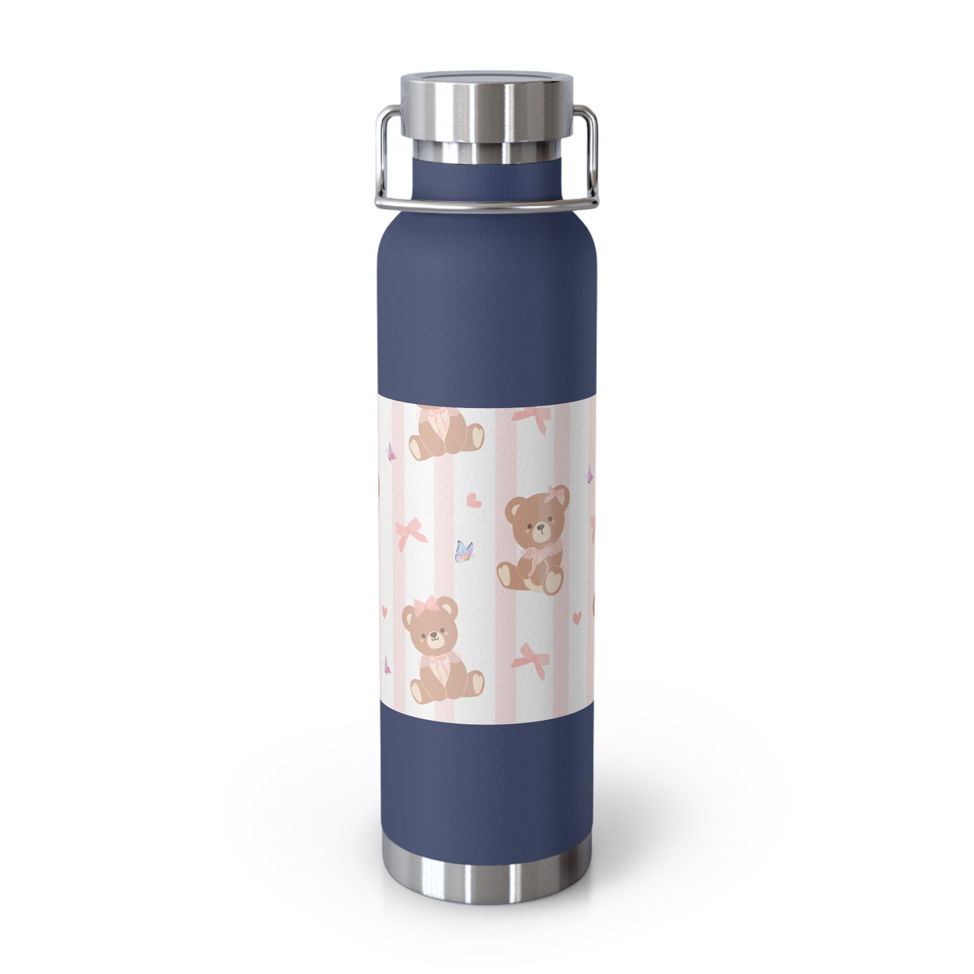 Copper Vacuum Insulated Bottle With Teddy Bear Design, 22oz