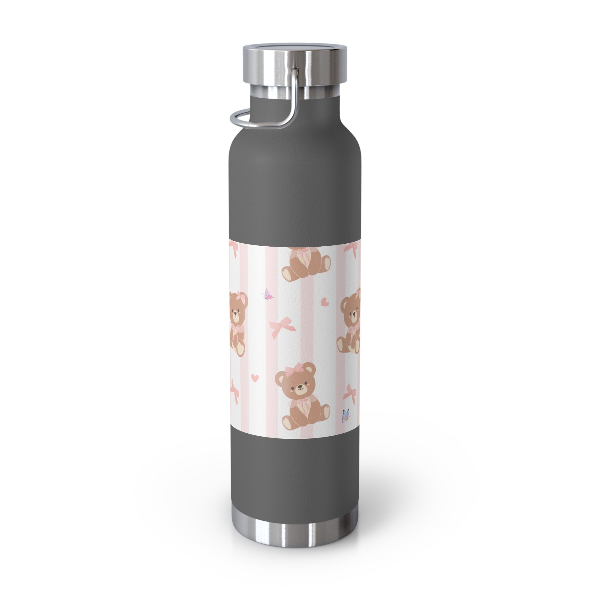 Copper Vacuum Insulated Bottle With Teddy Bear Design, 22oz