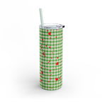 Charming Green Gingham Tumbler with Hearts, 20oz | Perfect for Gifts, Picnics, and Everyday Hydration