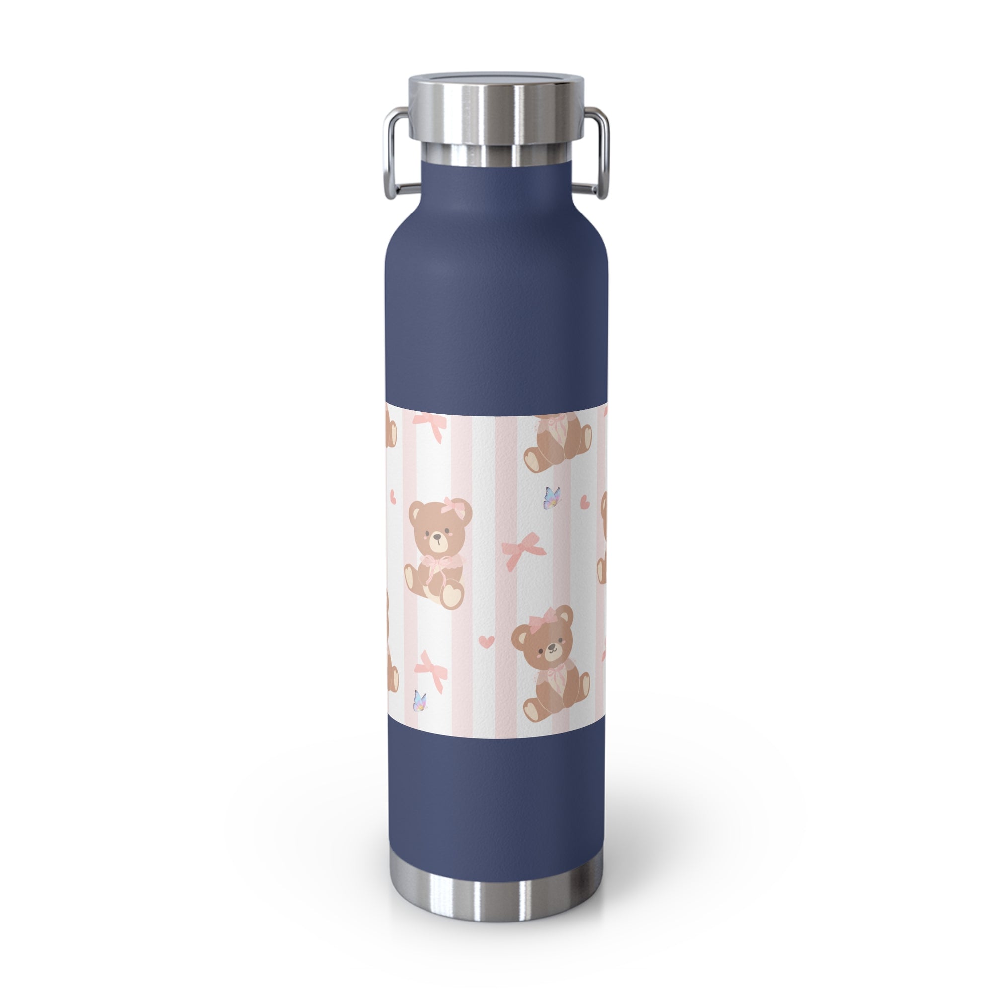 Copper Vacuum Insulated Bottle With Teddy Bear Design, 22oz