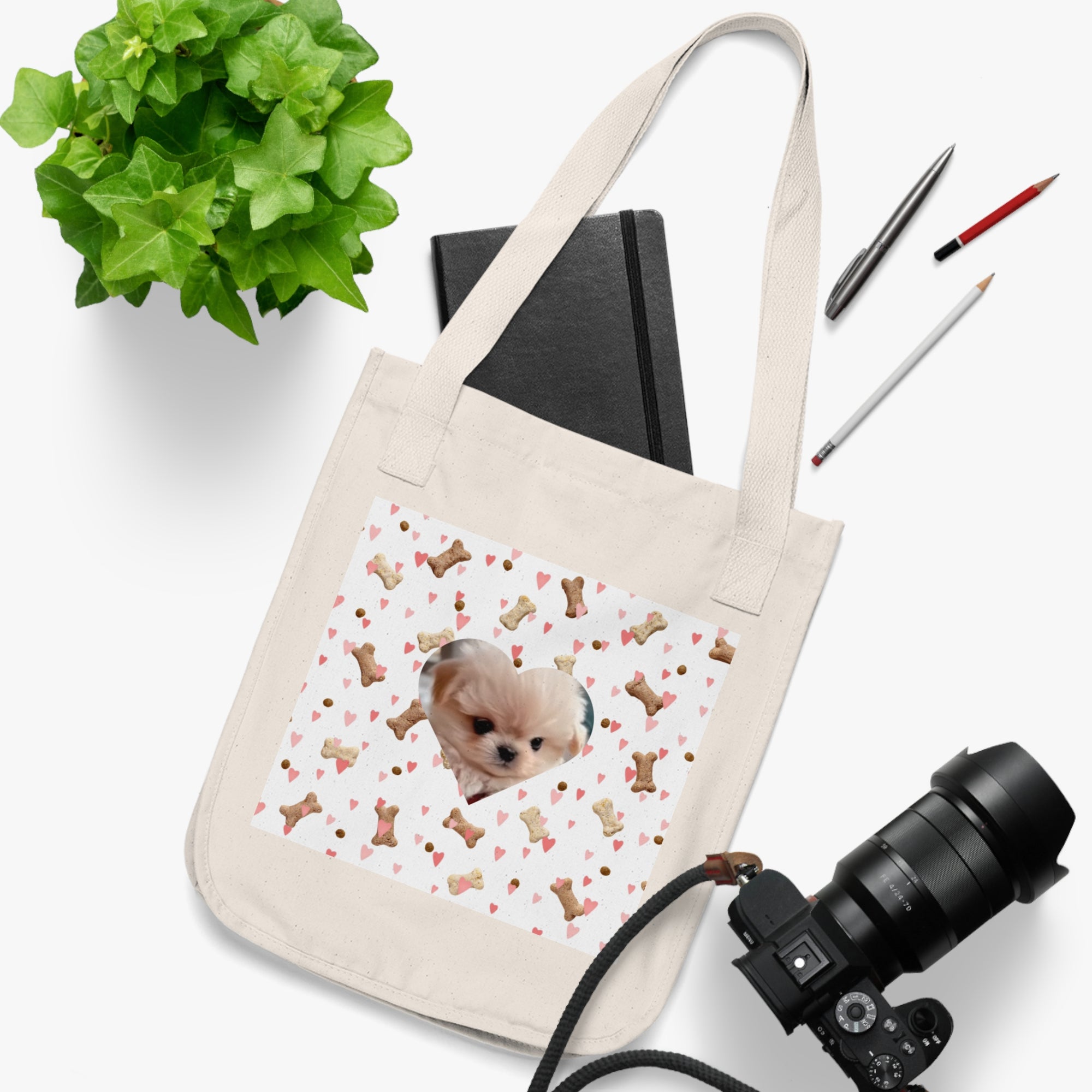 Cute Dog Lover's Organic Canvas Tote Bag