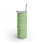 Charming Green Gingham Tumbler with Hearts, 20oz | Perfect for Gifts, Picnics, and Everyday Hydration