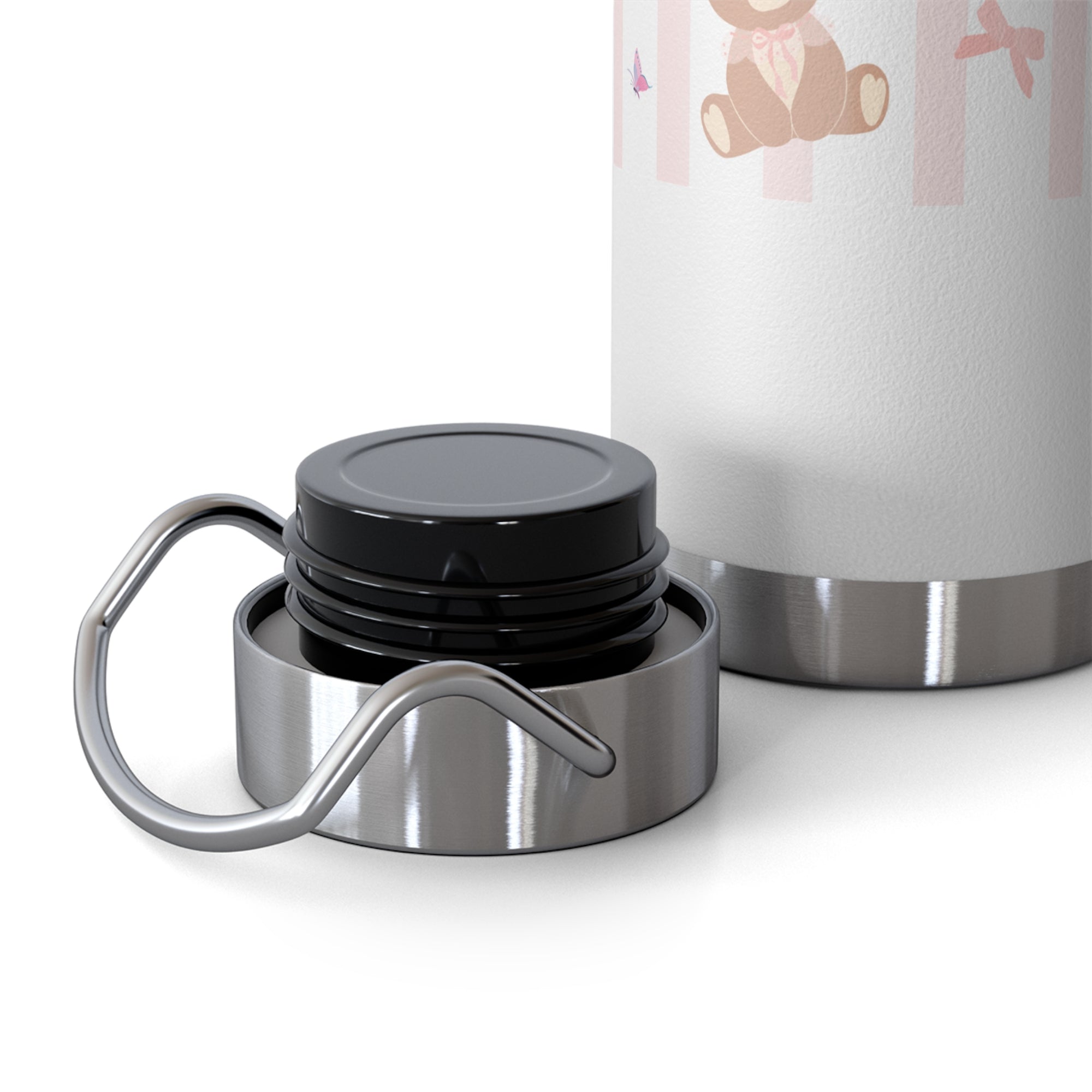 Copper Vacuum Insulated Bottle With Teddy Bear Design, 22oz