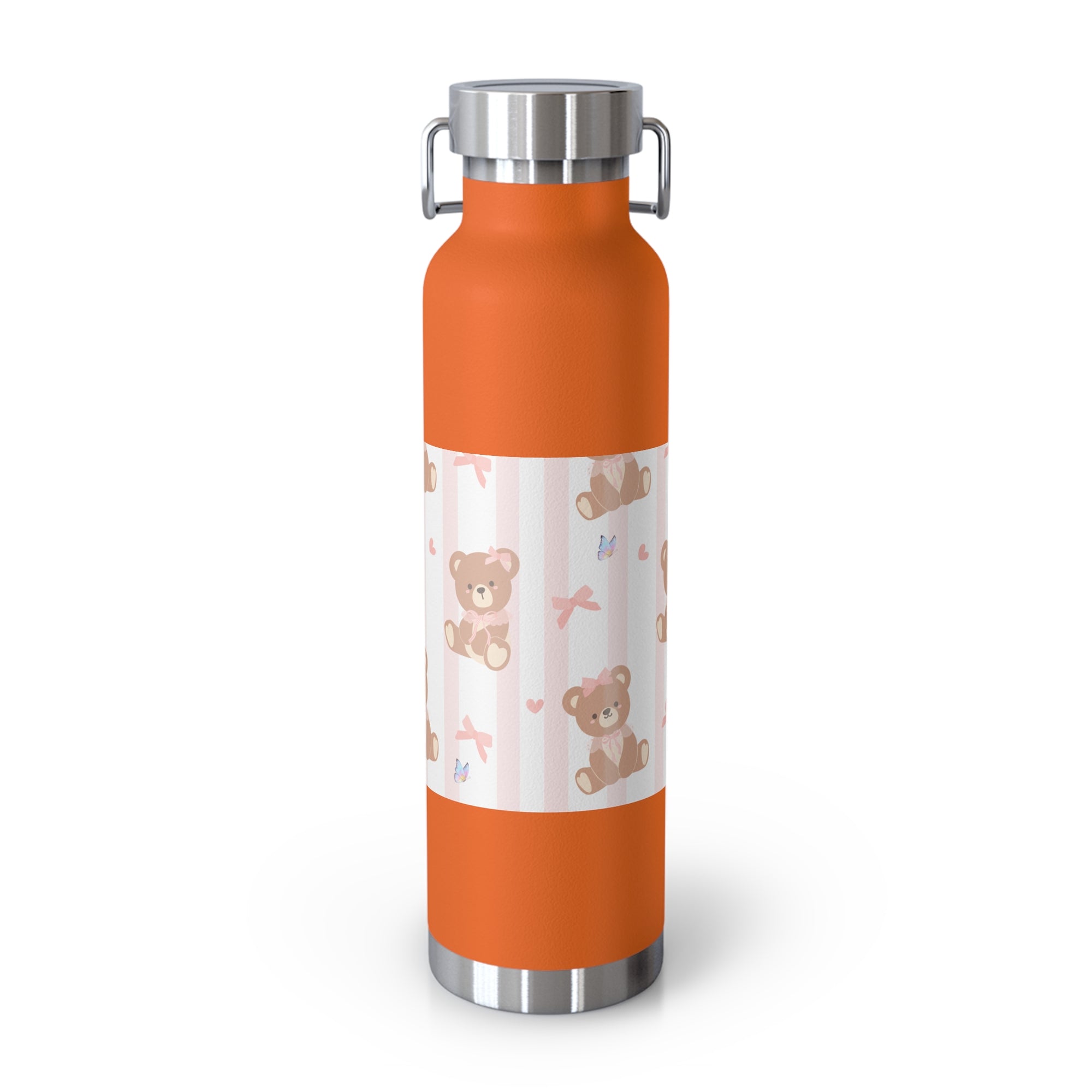 Copper Vacuum Insulated Bottle With Teddy Bear Design, 22oz