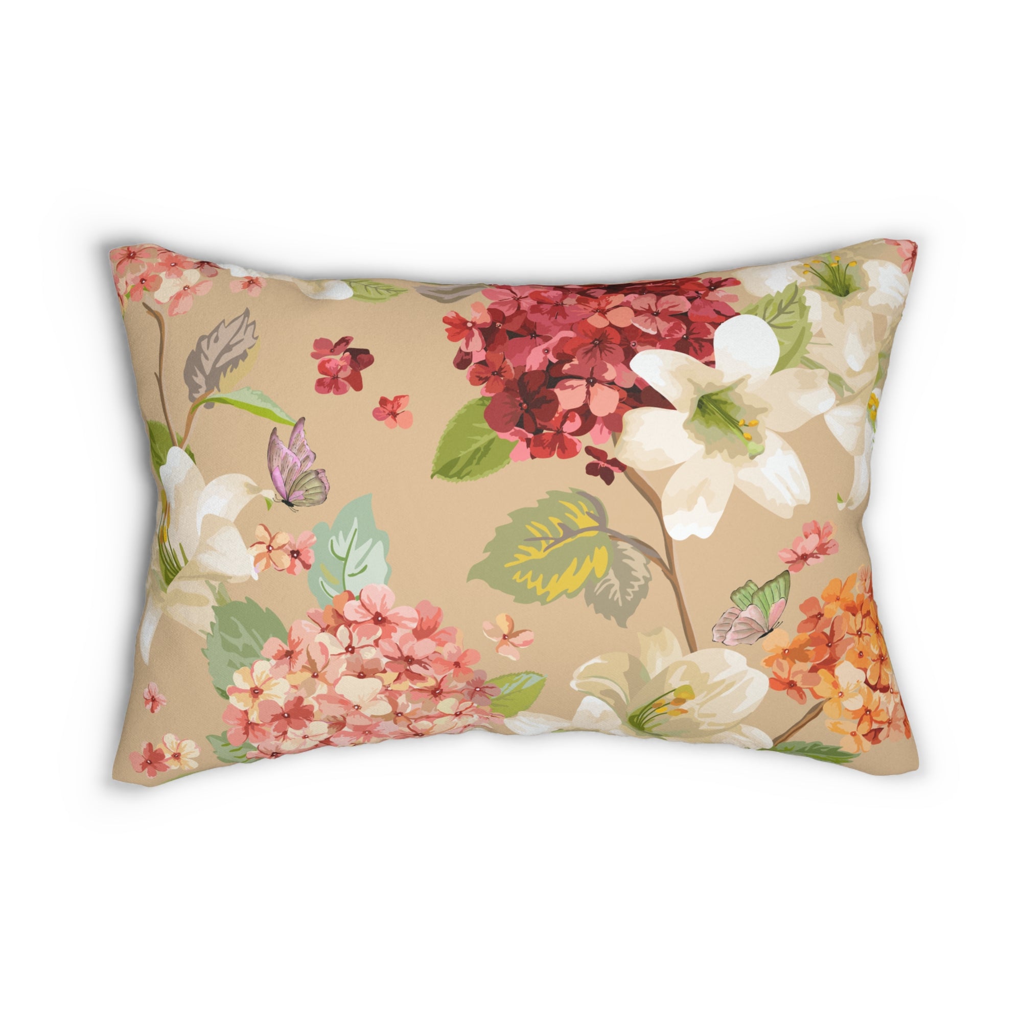 Floral Spun Polyester Lumbar Pillow