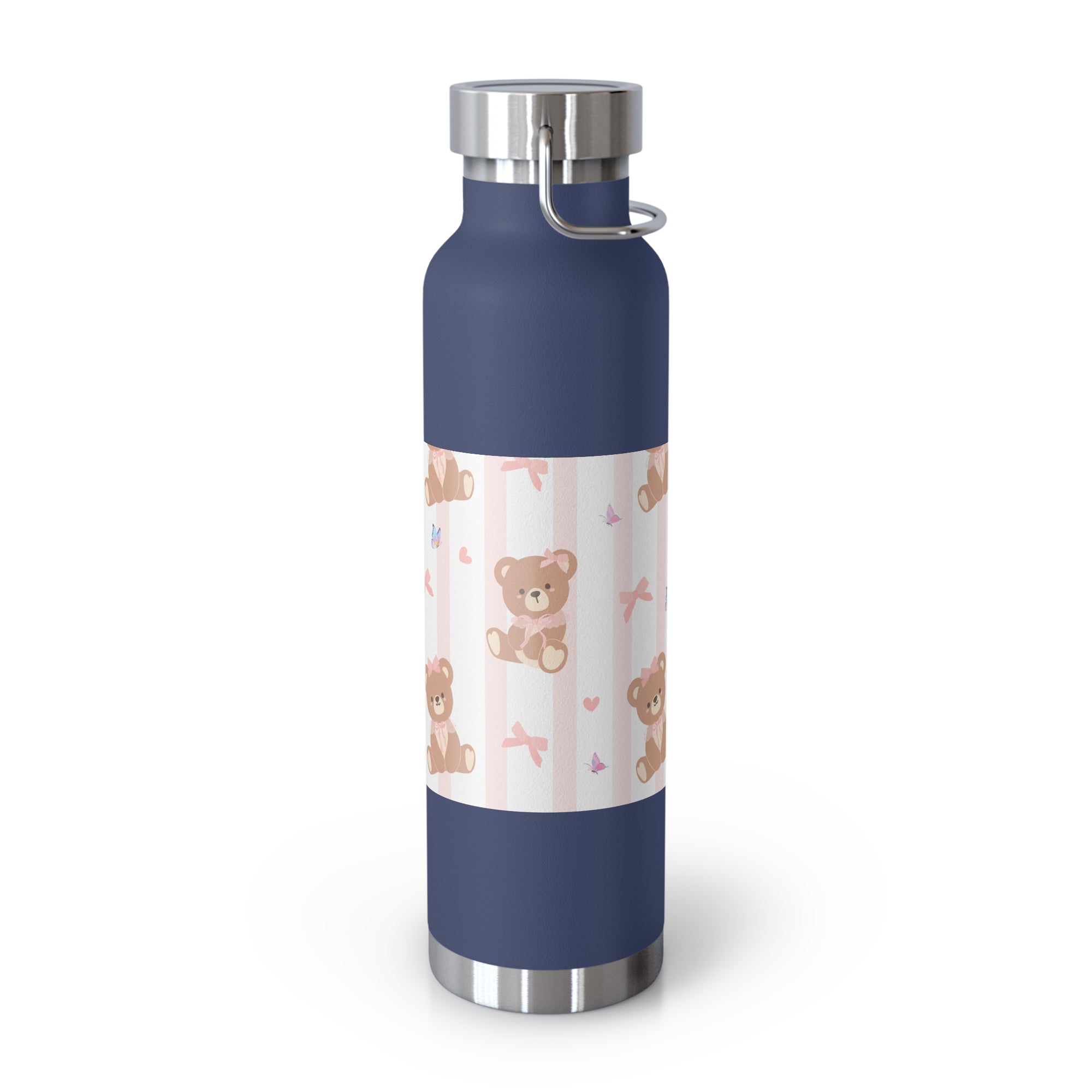 Copper Vacuum Insulated Bottle With Teddy Bear Design, 22oz