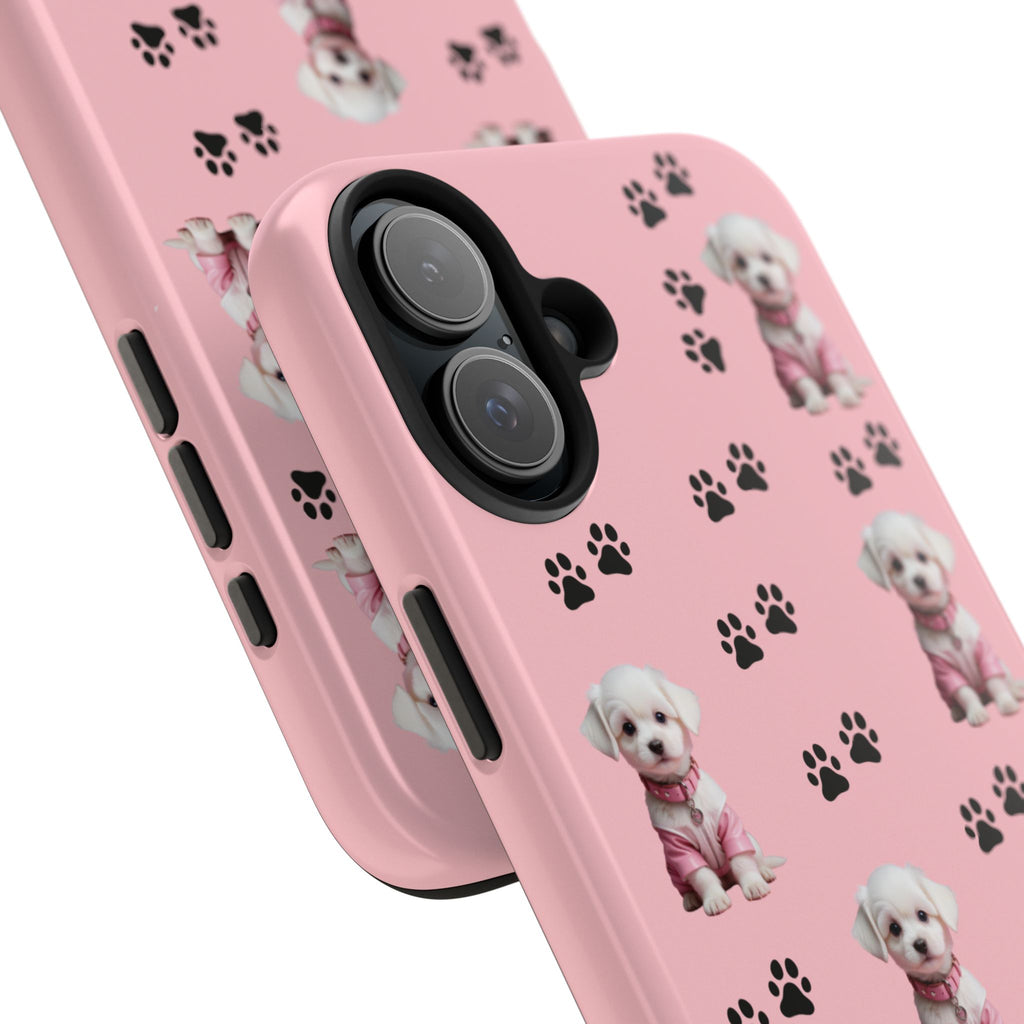 Tough Phone Case Cute Dog & Paws Design
