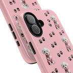 Tough Phone Case Cute Dog & Paws Design