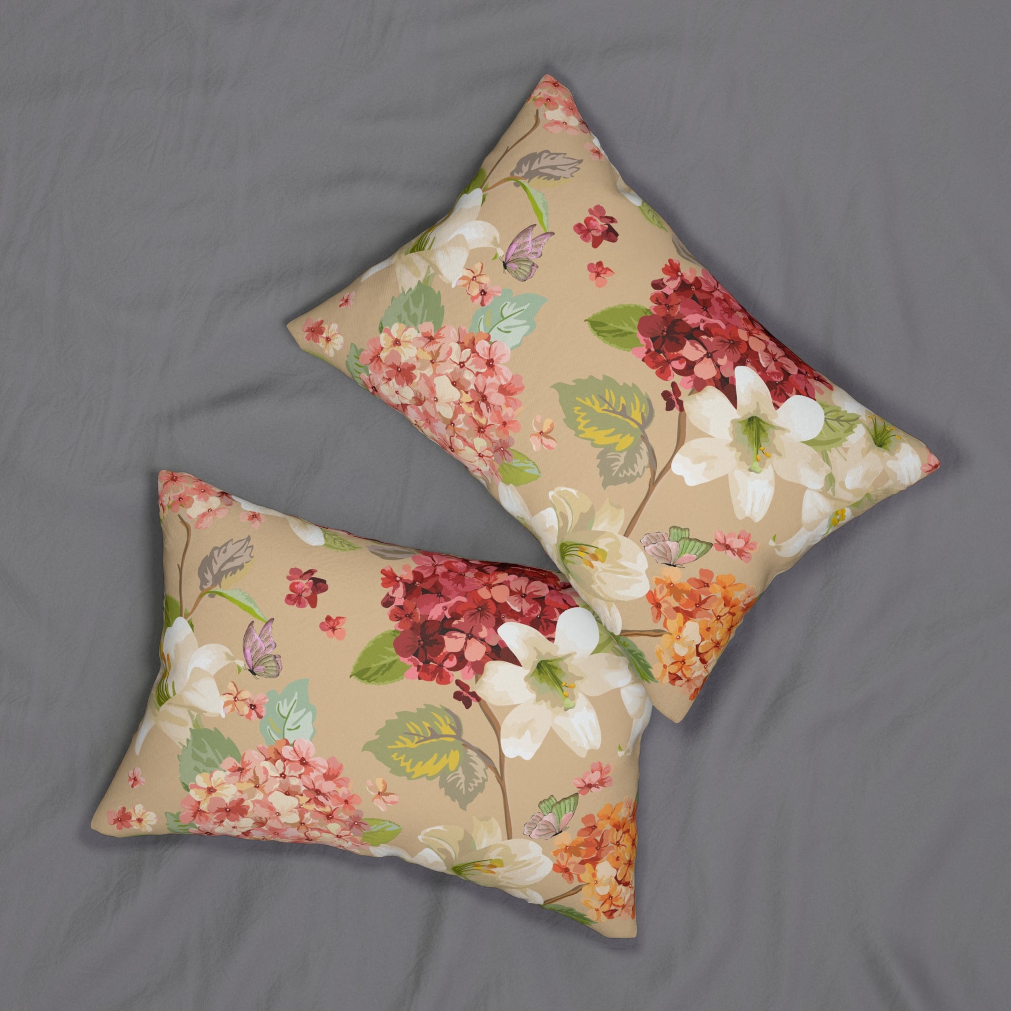 Floral Spun Polyester Lumbar Pillow