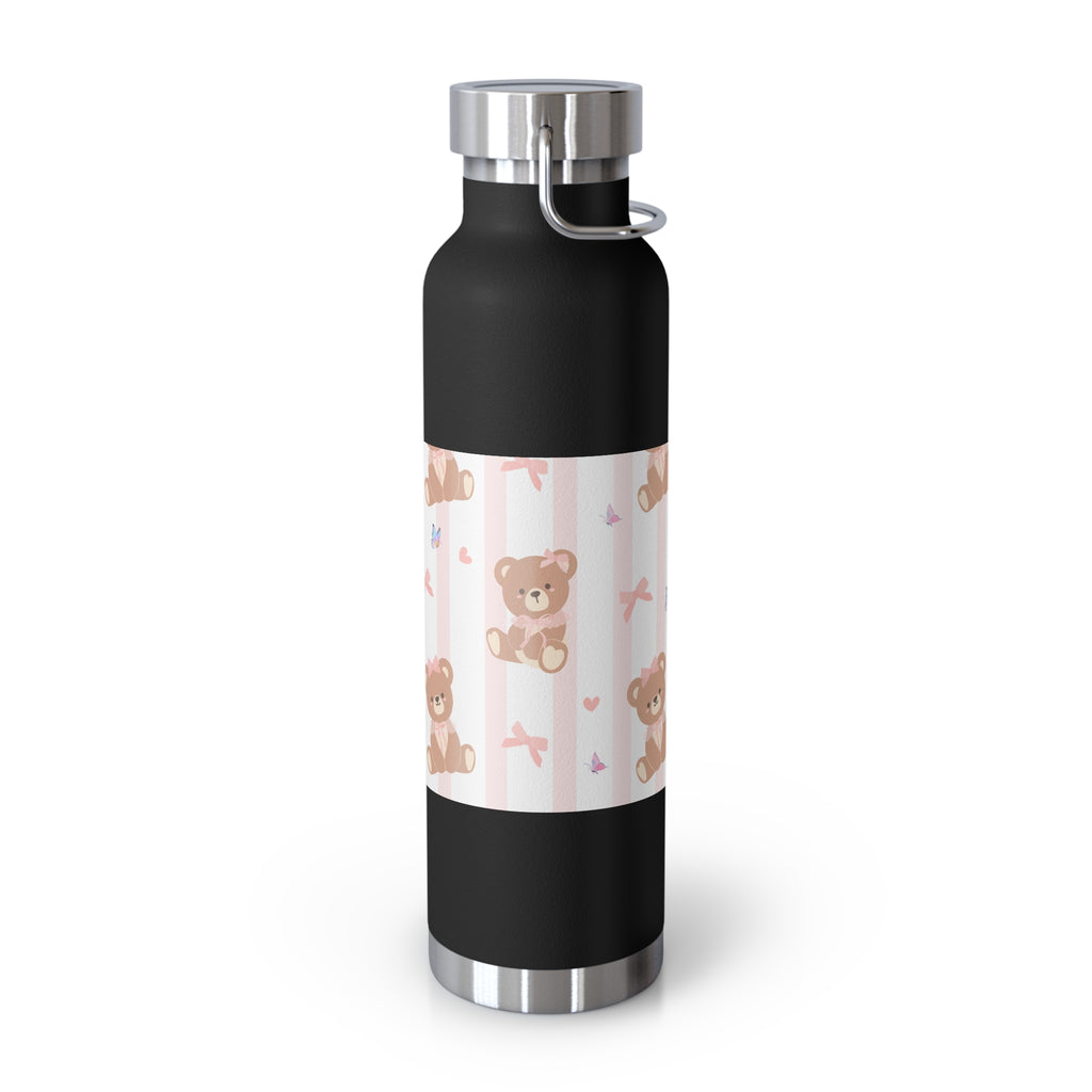 Copper Vacuum Insulated Bottle With Teddy Bear Design, 22oz