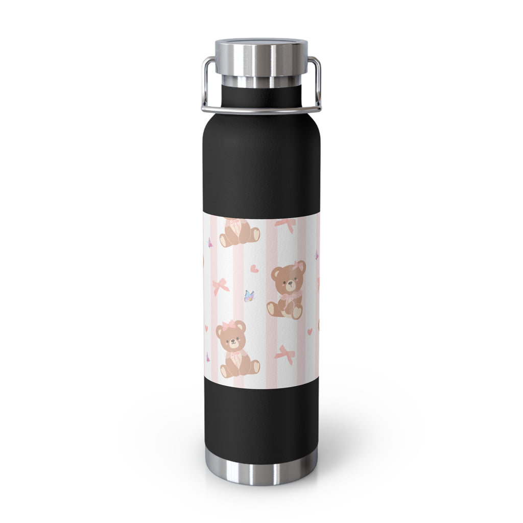 Copper Vacuum Insulated Bottle With Teddy Bear Design, 22oz