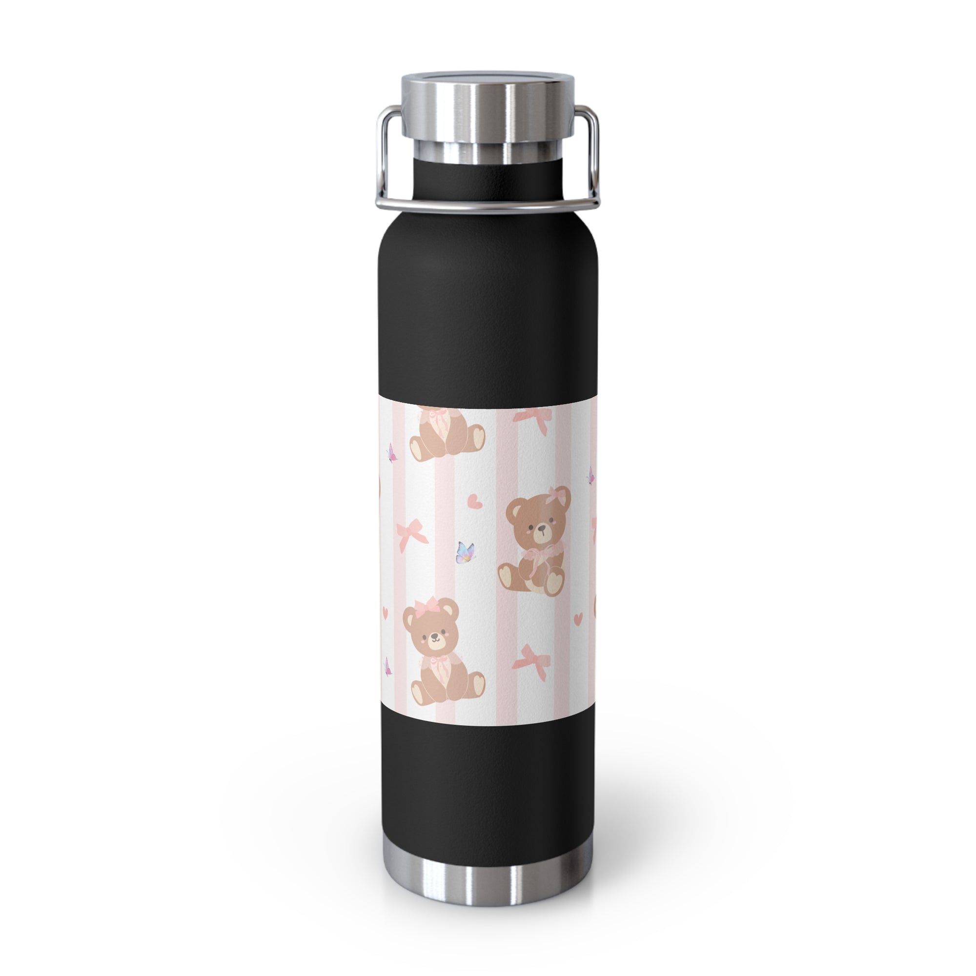 Copper Vacuum Insulated Bottle With Teddy Bear Design, 22oz