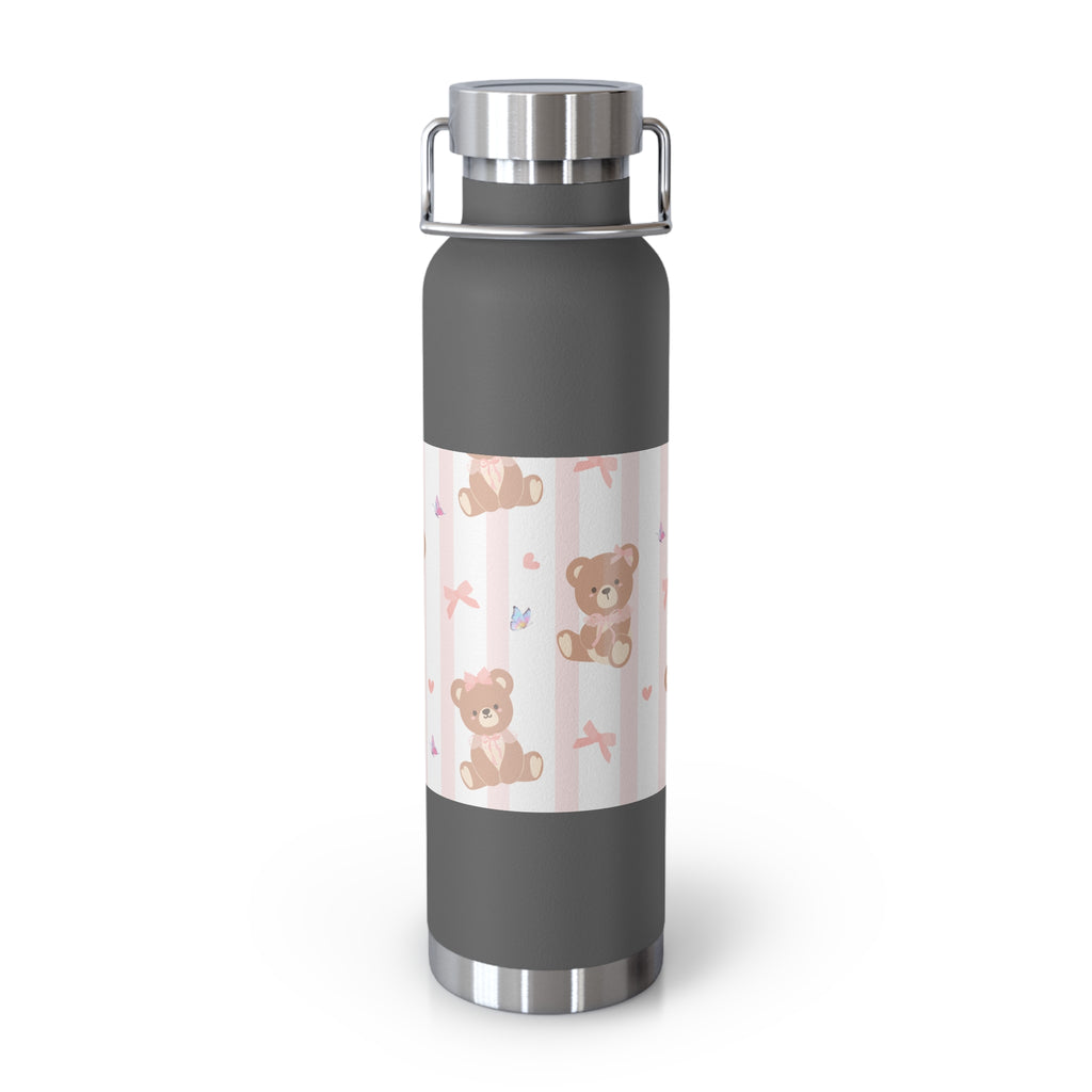 Copper Vacuum Insulated Bottle With Teddy Bear Design, 22oz