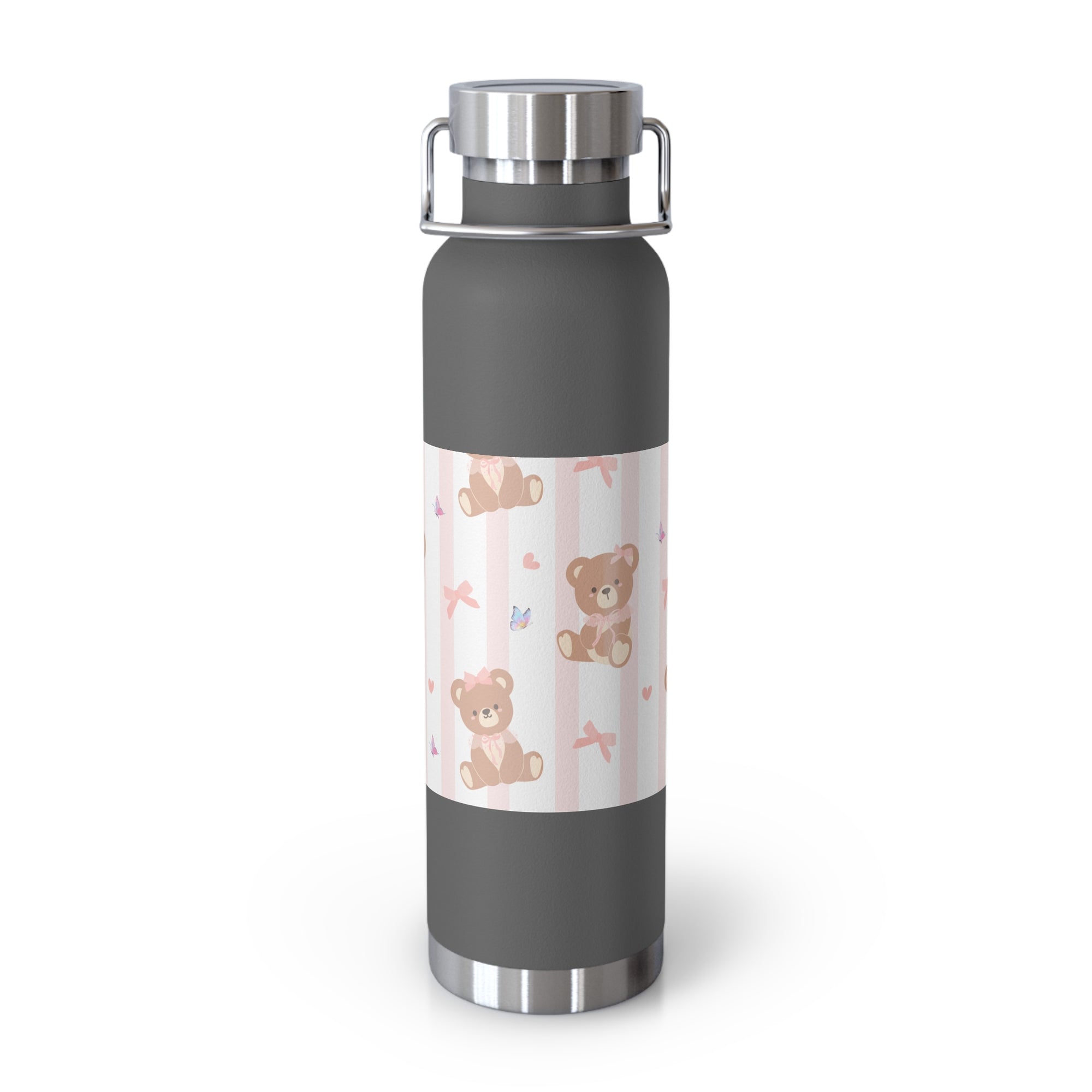 Copper Vacuum Insulated Bottle With Teddy Bear Design, 22oz