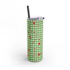 Charming Green Gingham Tumbler with Hearts, 20oz | Perfect for Gifts, Picnics, and Everyday Hydration