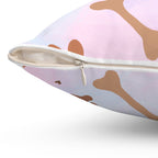 Spun Polyester Square Pillow Dog Paw Bone Design