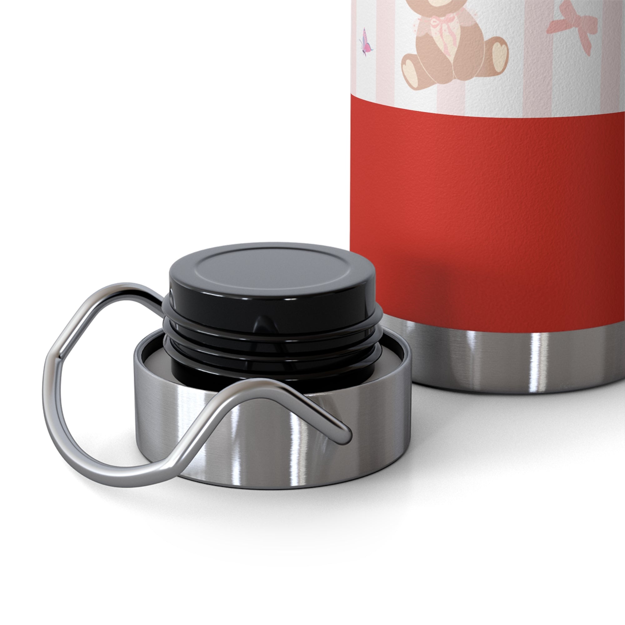 Copper Vacuum Insulated Bottle With Teddy Bear Design, 22oz