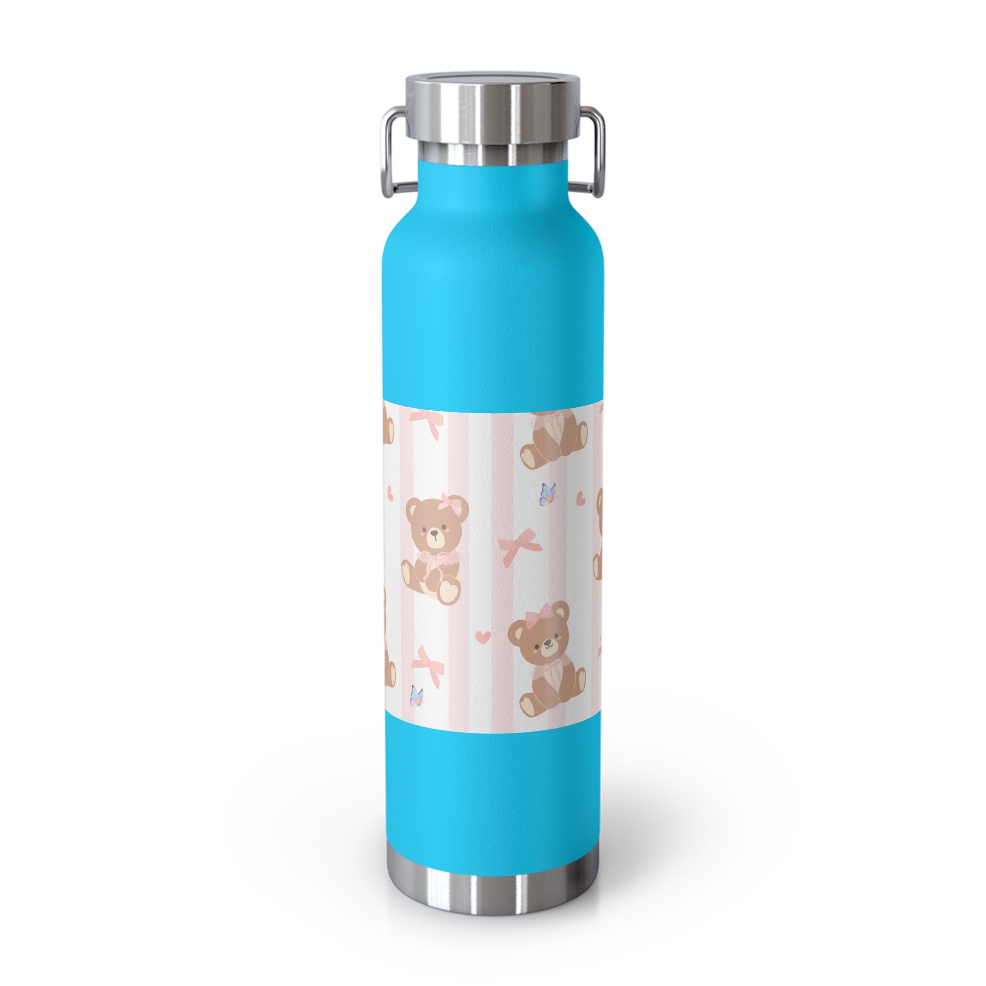 Copper Vacuum Insulated Bottle With Teddy Bear Design, 22oz
