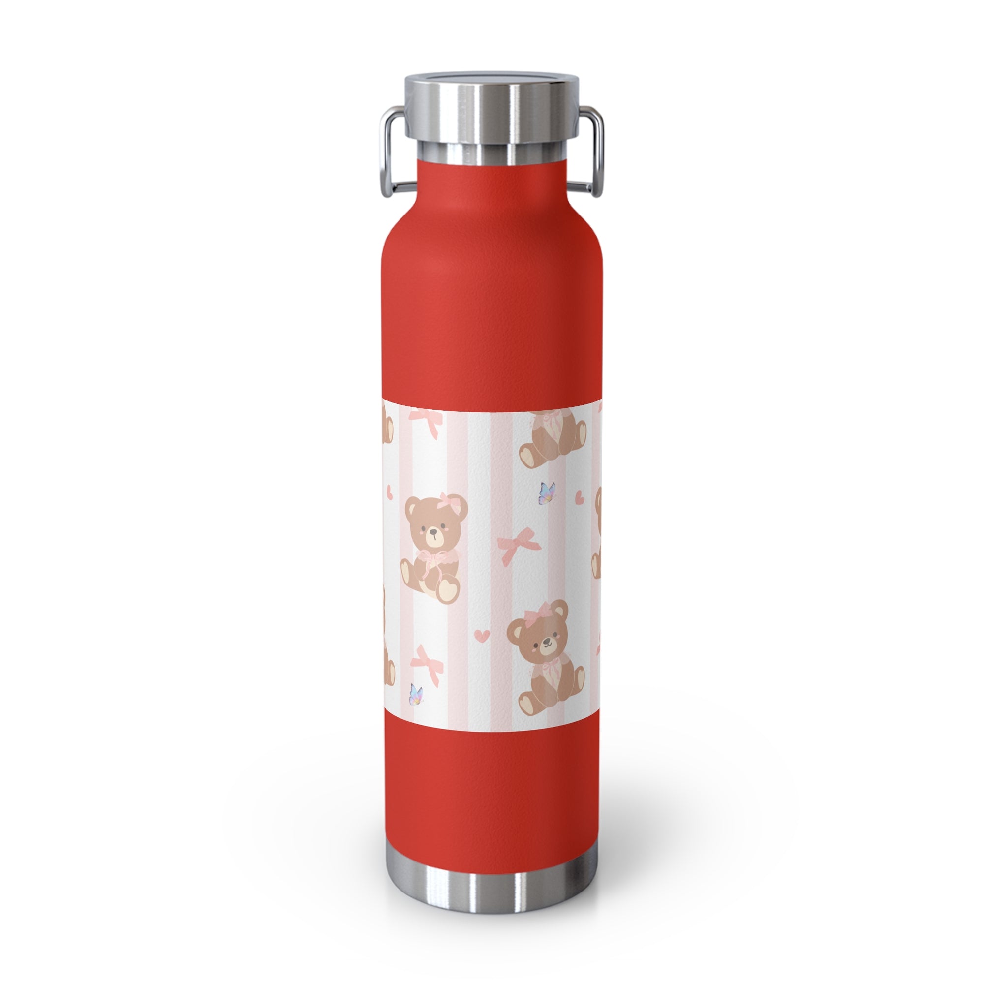 Copper Vacuum Insulated Bottle With Teddy Bear Design, 22oz