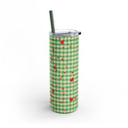 Charming Green Gingham Tumbler with Hearts, 20oz | Perfect for Gifts, Picnics, and Everyday Hydration