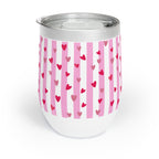 Chic Pink Striped Wine Tumbler, Perfect for Parties, Gift for Wine Lovers, Birthday Celebration, Cozy Nights, Fun Outdoors