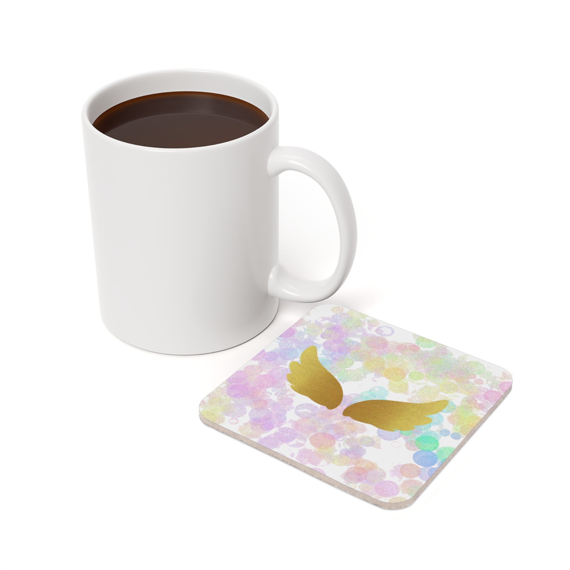 Whimsical Angel Wings Cork Back Coaster