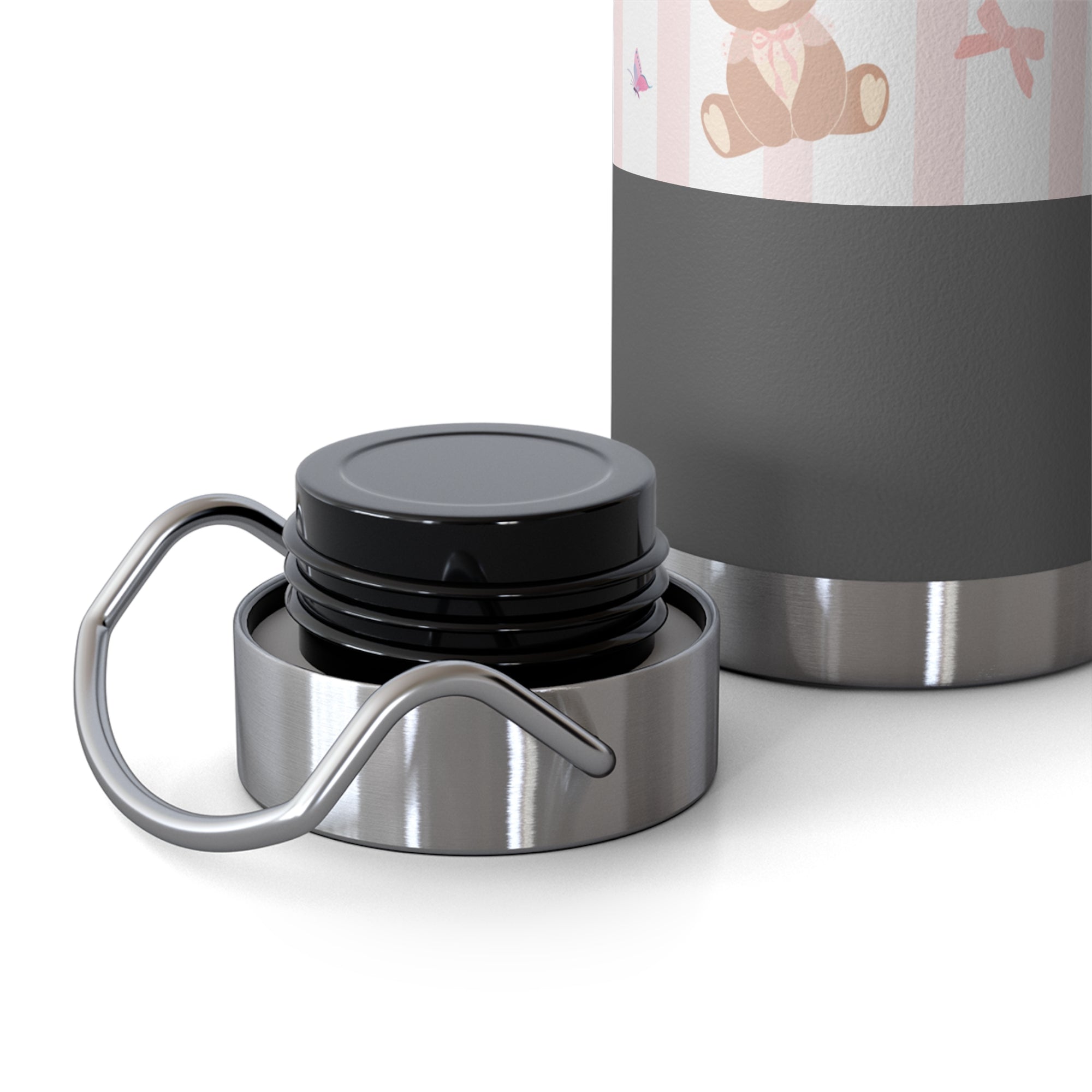 Copper Vacuum Insulated Bottle With Teddy Bear Design, 22oz