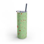 Charming Green Gingham Tumbler with Hearts, 20oz | Perfect for Gifts, Picnics, and Everyday Hydration