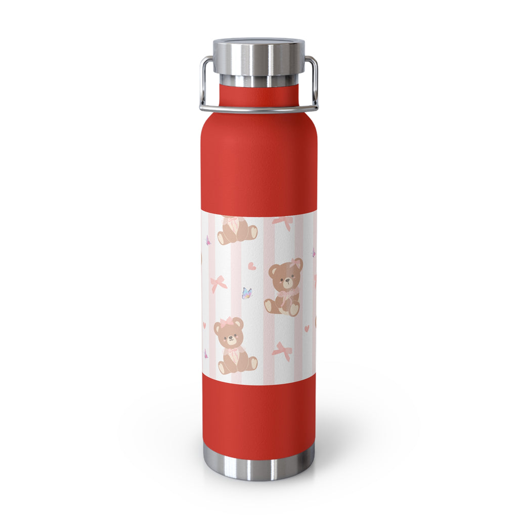 Copper Vacuum Insulated Bottle With Teddy Bear Design, 22oz