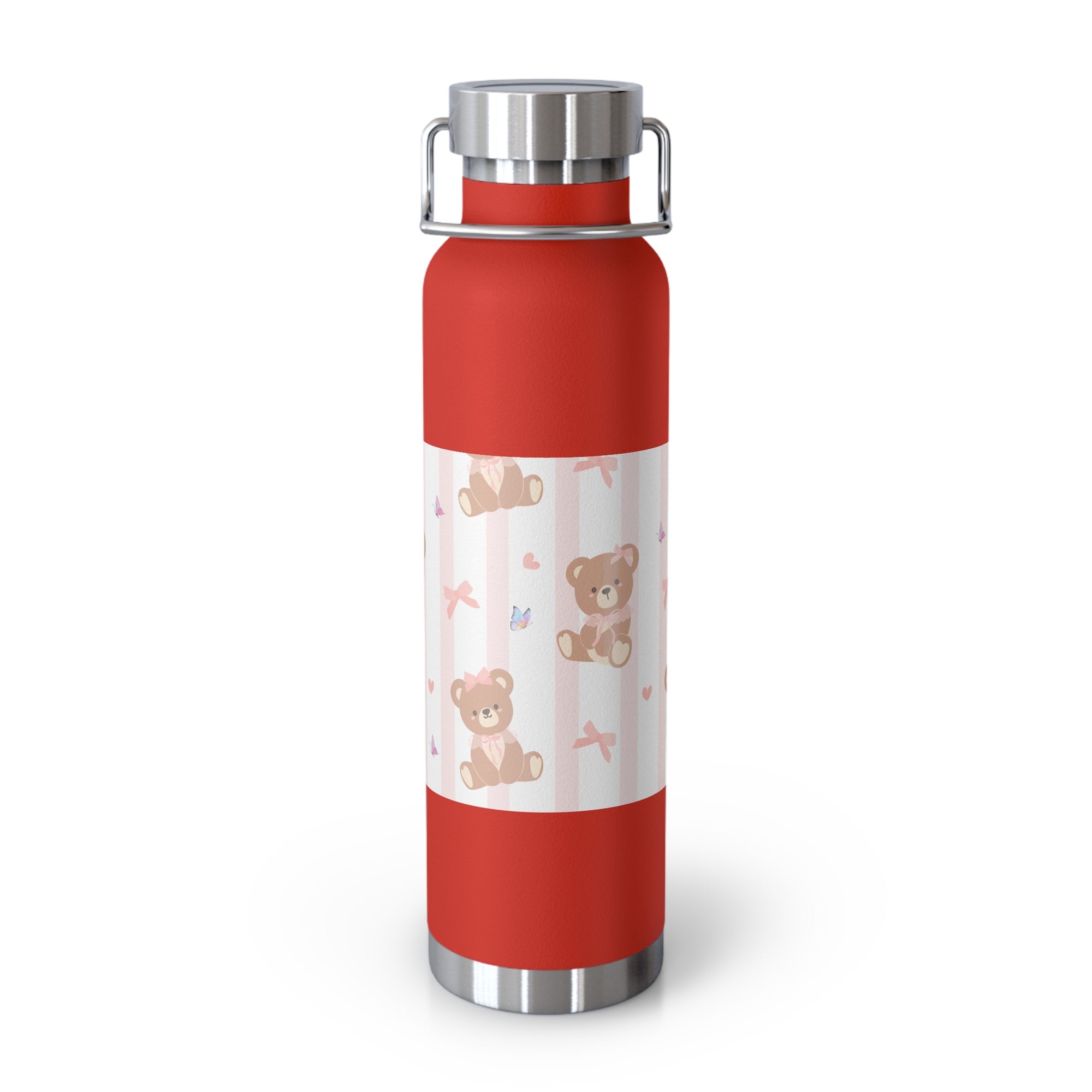 Copper Vacuum Insulated Bottle With Teddy Bear Design, 22oz