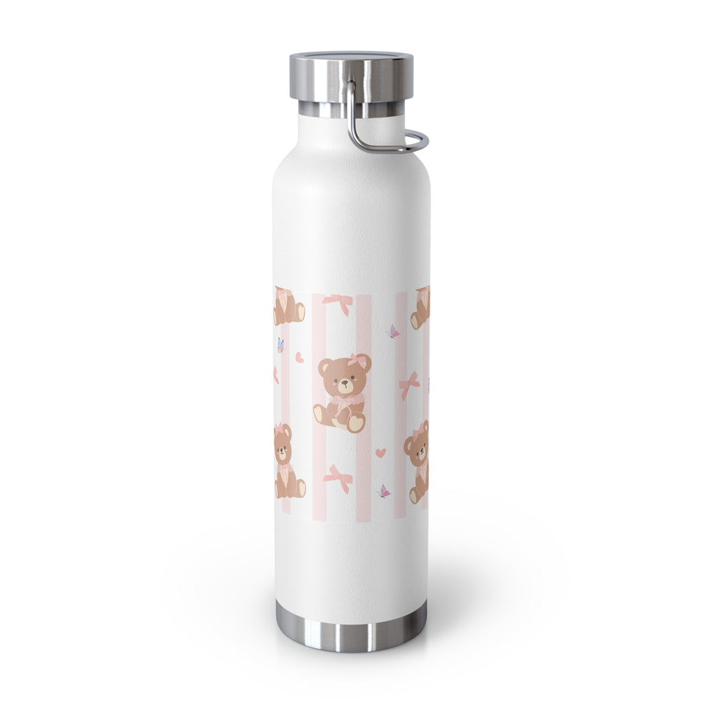 Copper Vacuum Insulated Bottle With Teddy Bear Design, 22oz