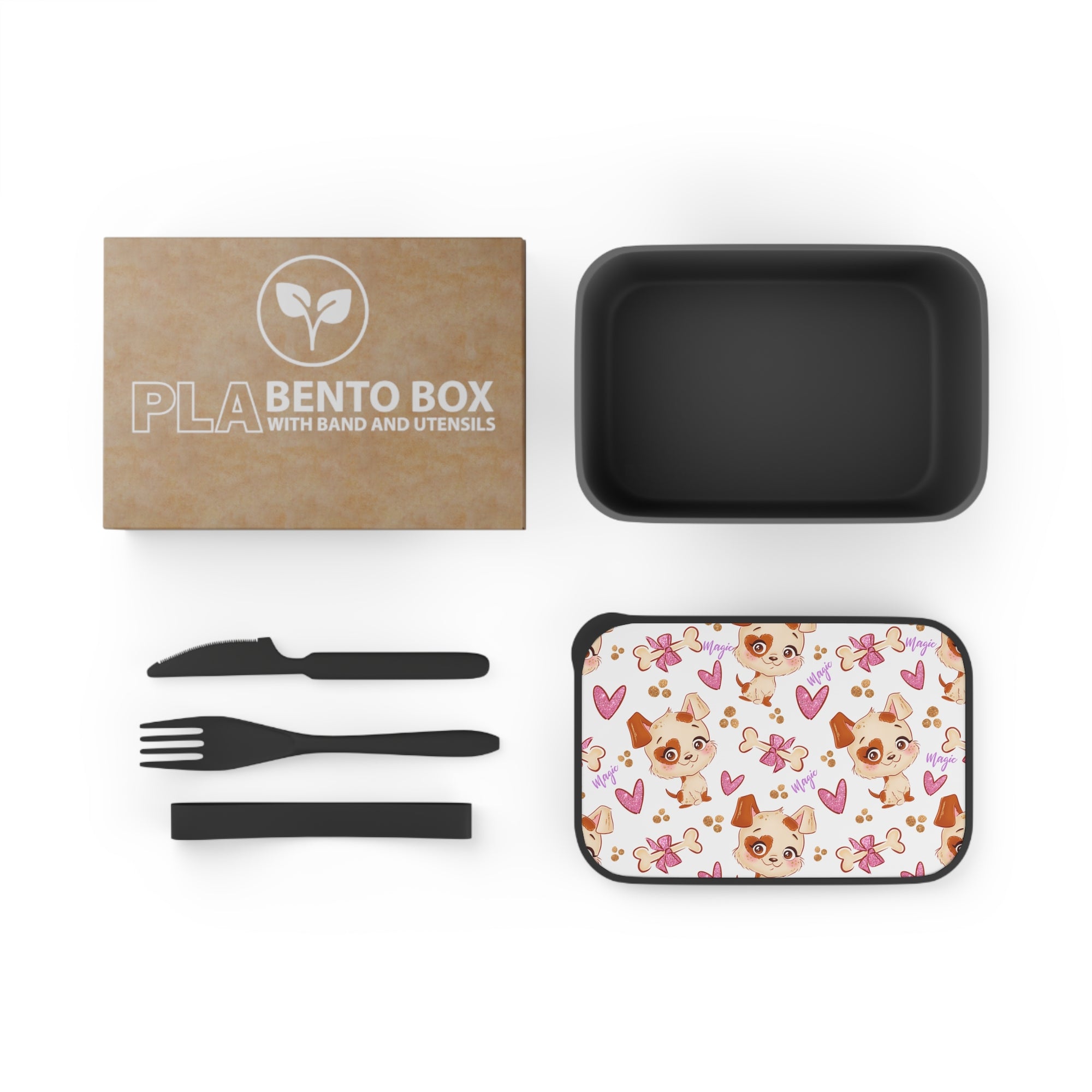 PLA Bento Box with Band and Utensils